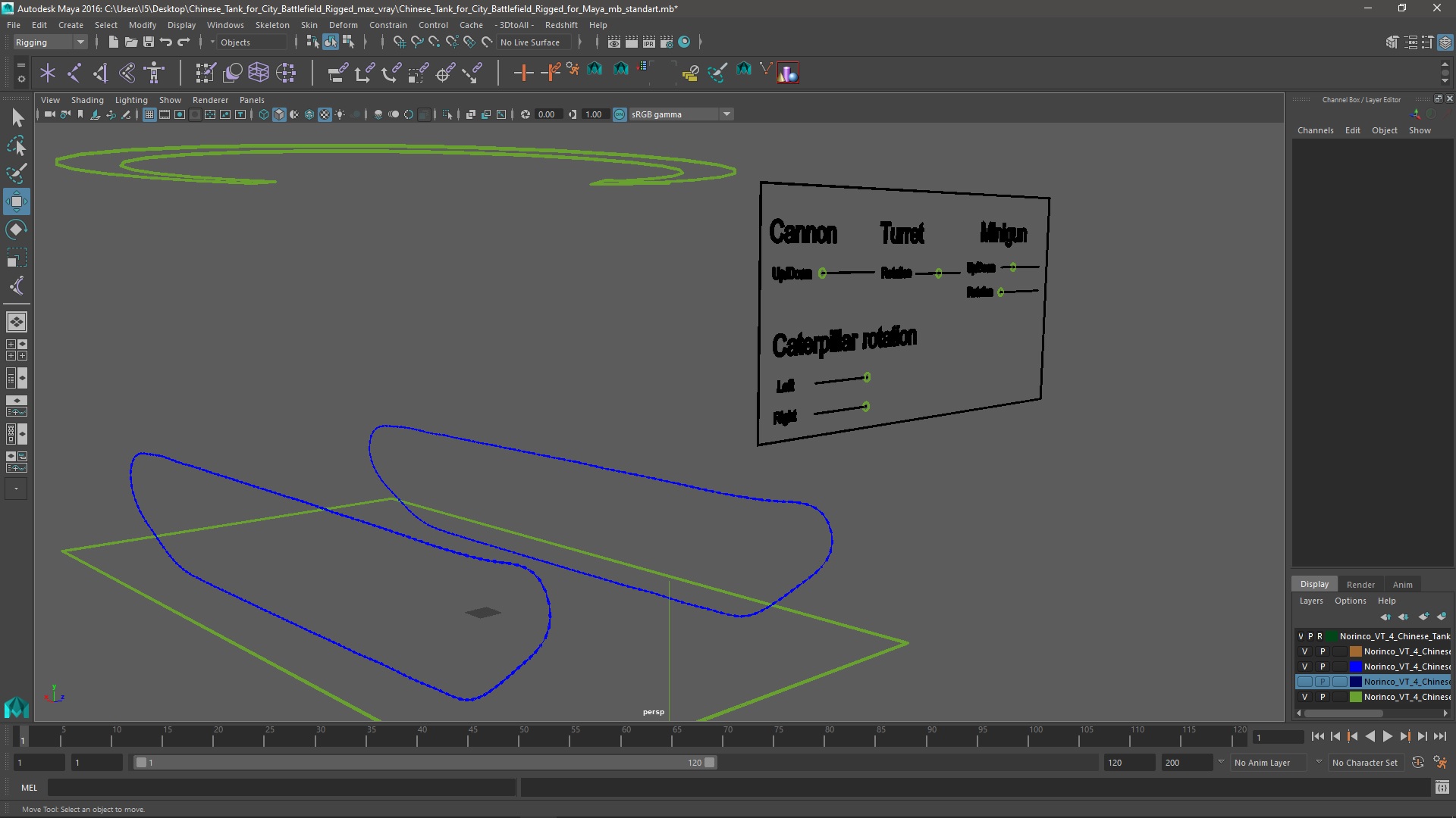 Chinese Tank for City Battlefield Rigged for Maya 3D model