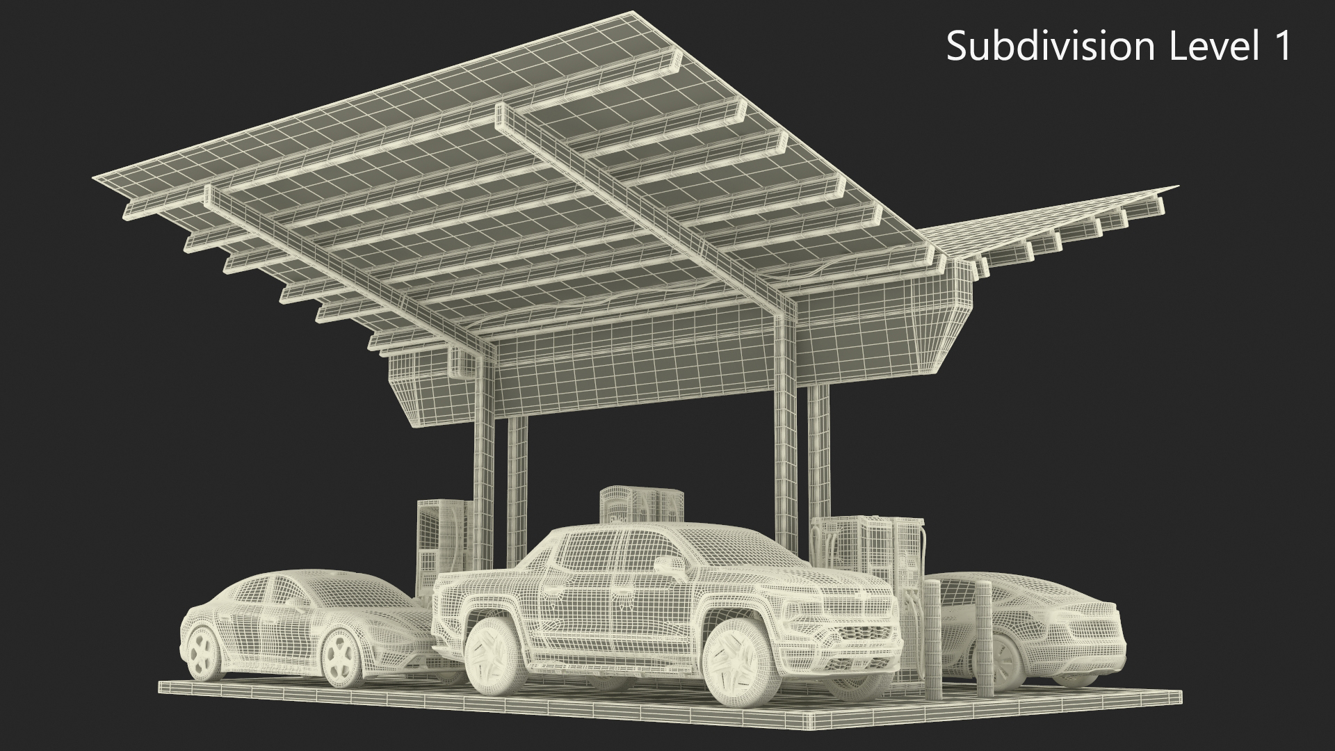 3D Chevrolet Tesla Xiaomi and Lucid Cars at EVgo Electric Charging Station