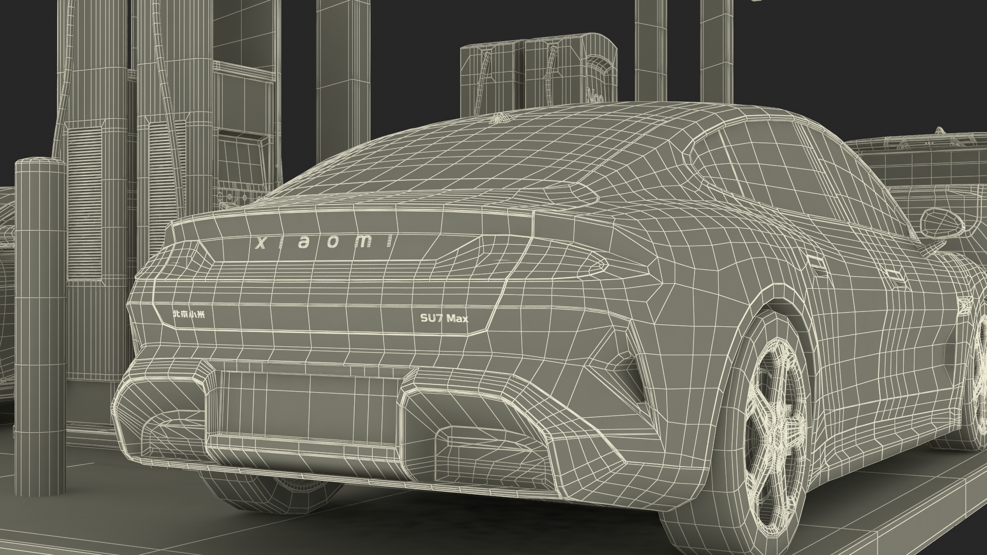3D Chevrolet Tesla Xiaomi and Lucid Cars at EVgo Electric Charging Station