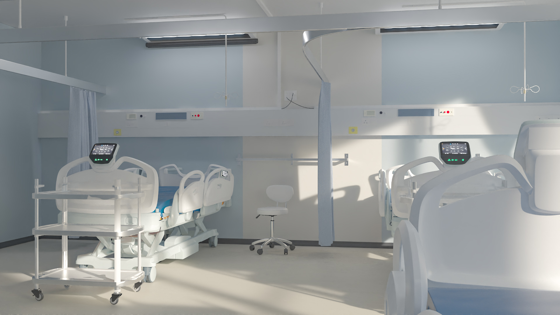 Four People Hospital Room Interior 3D model