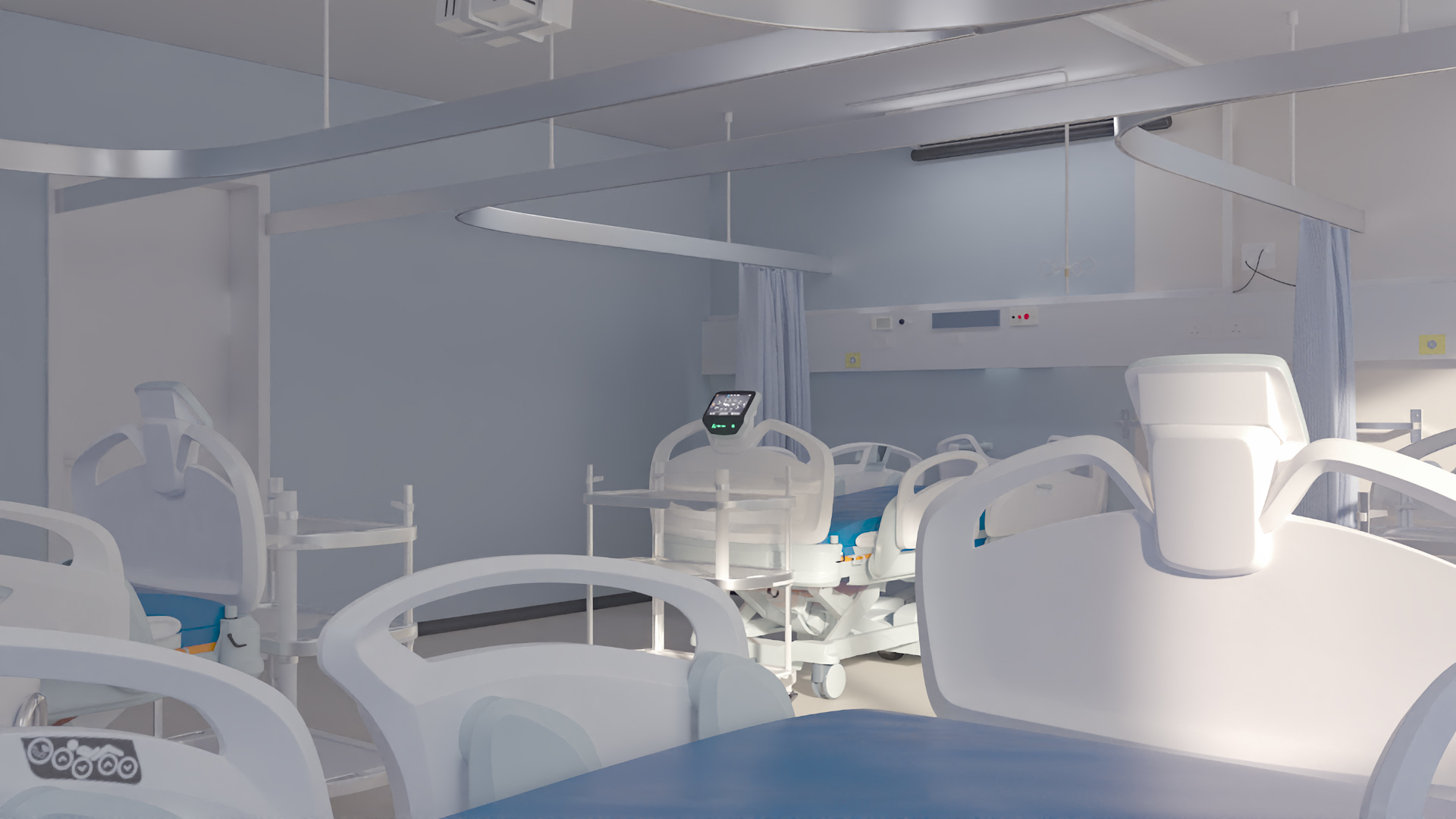 Four People Hospital Room Interior 3D model