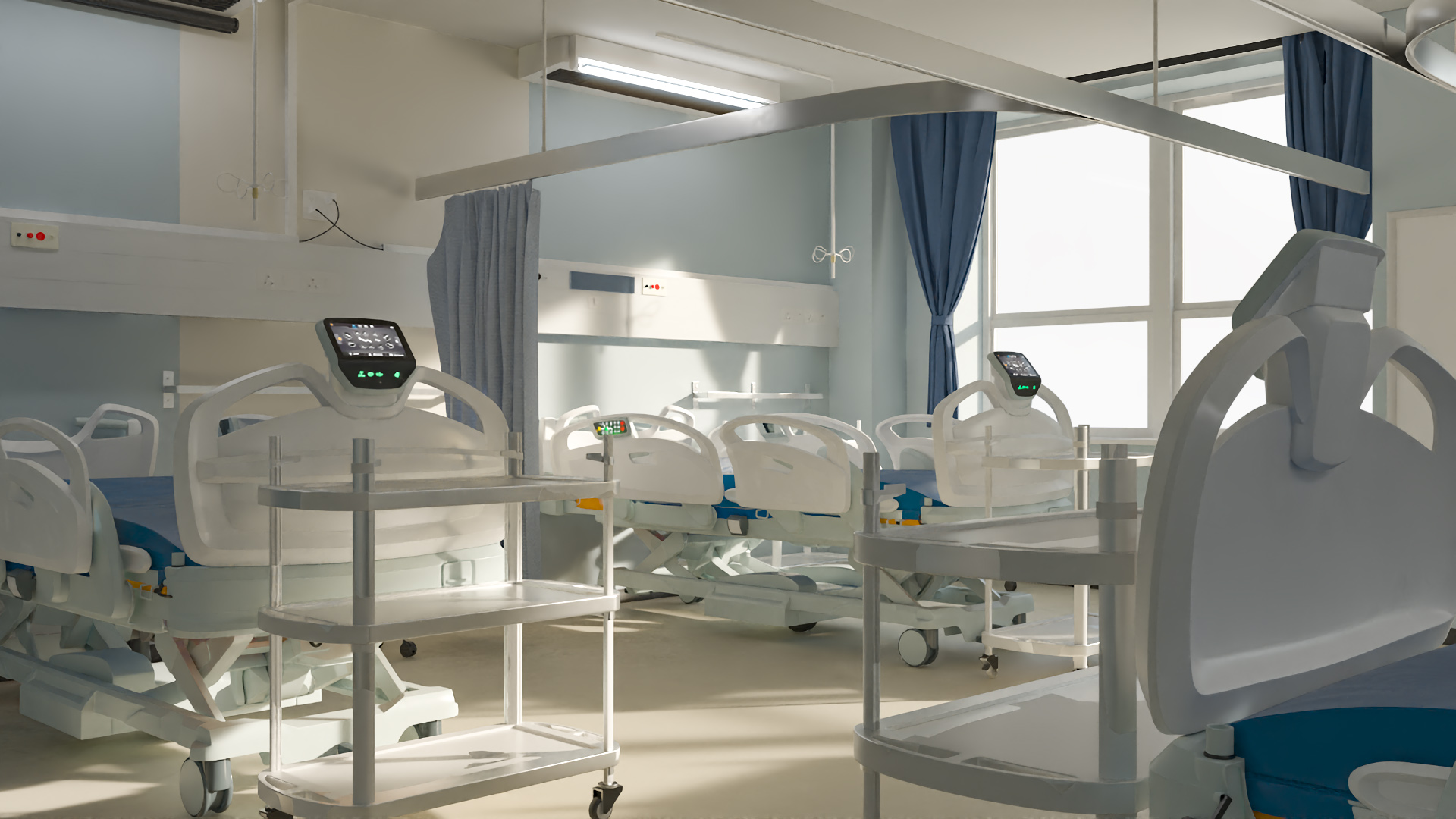 Four People Hospital Room Interior 3D model