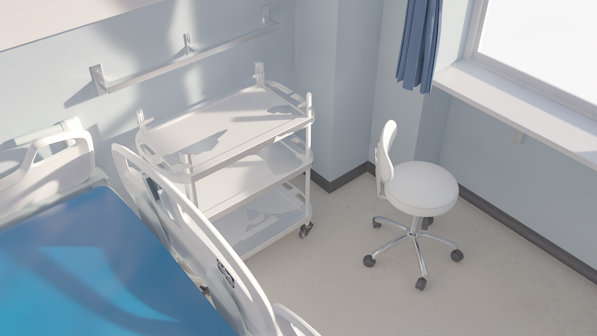 Four People Hospital Room Interior 3D model