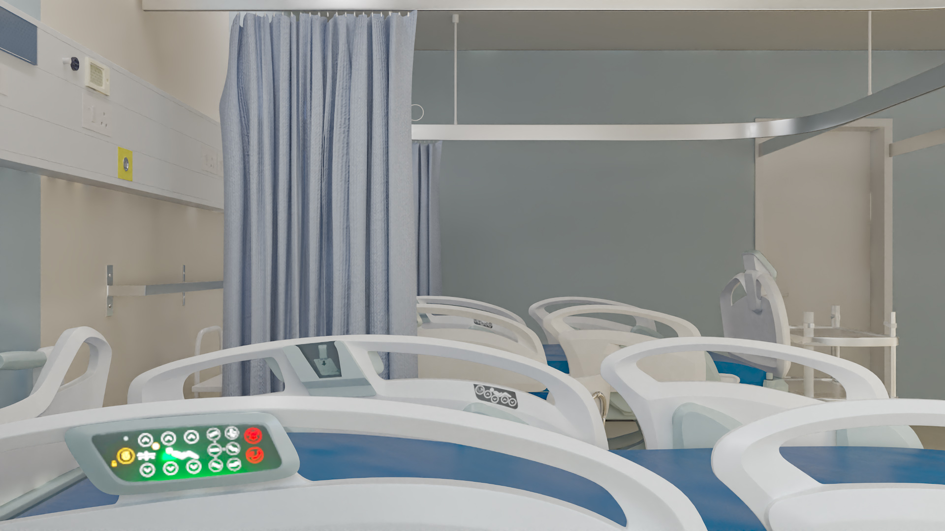 Four People Hospital Room Interior 3D model