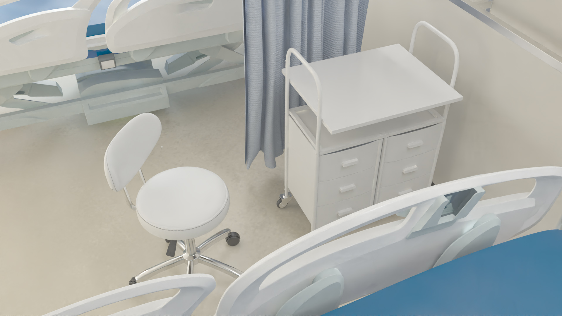 Four People Hospital Room Interior 3D model