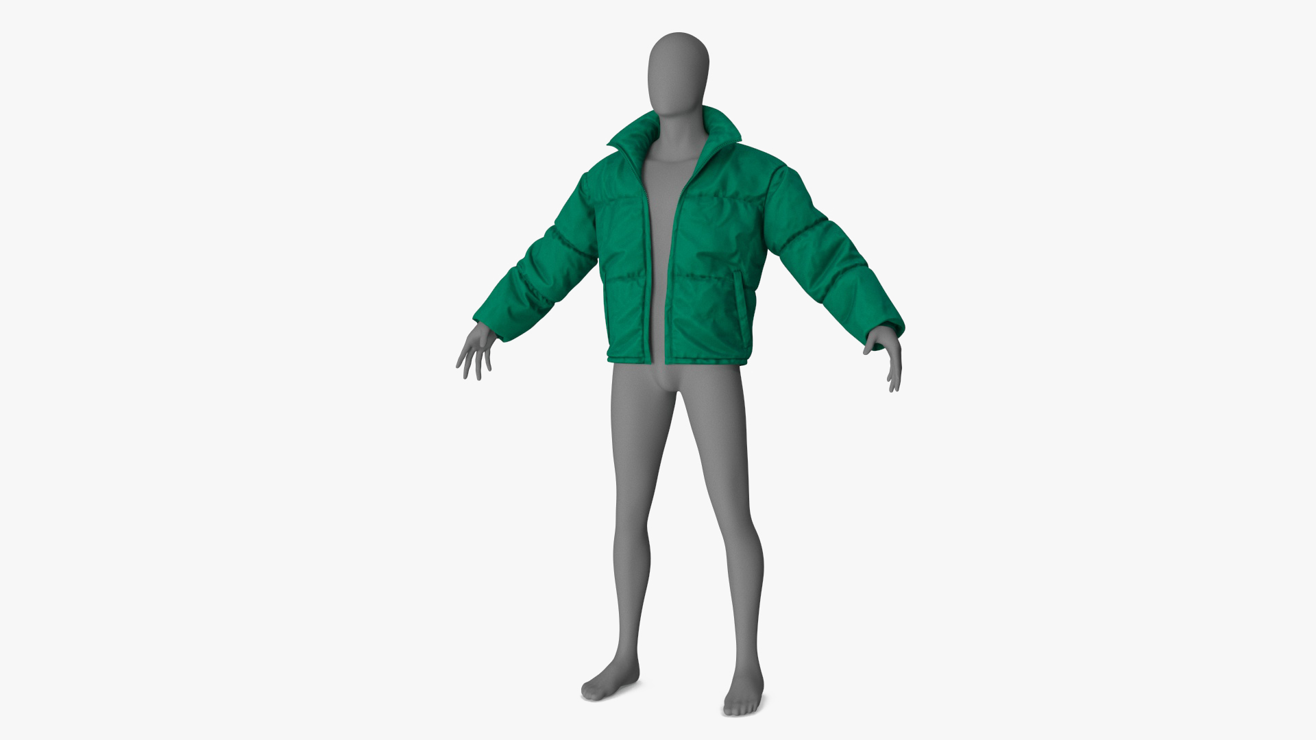 3D model Mens Down Jacket Oversized Green on Mannequin