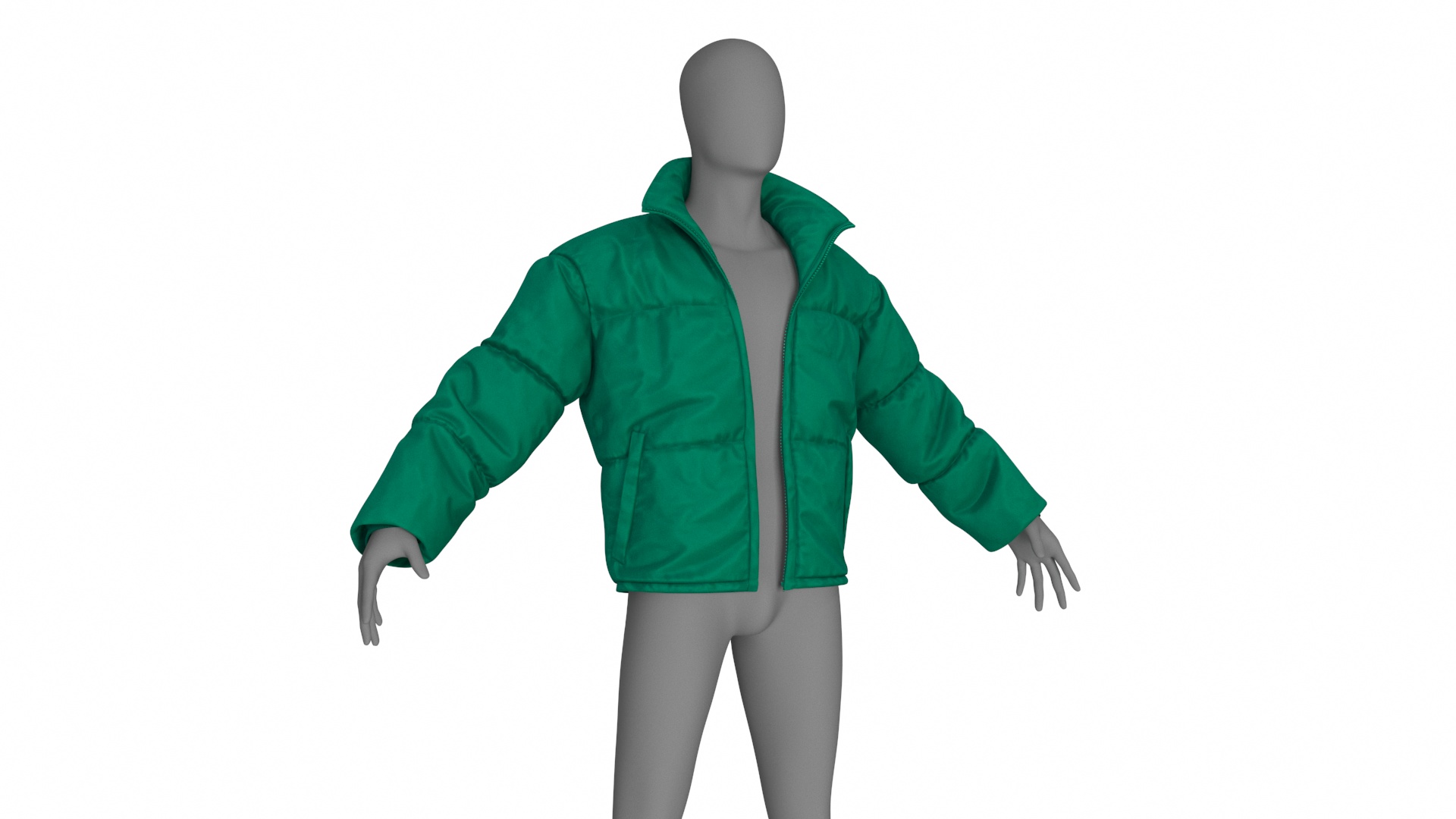3D model Mens Down Jacket Oversized Green on Mannequin