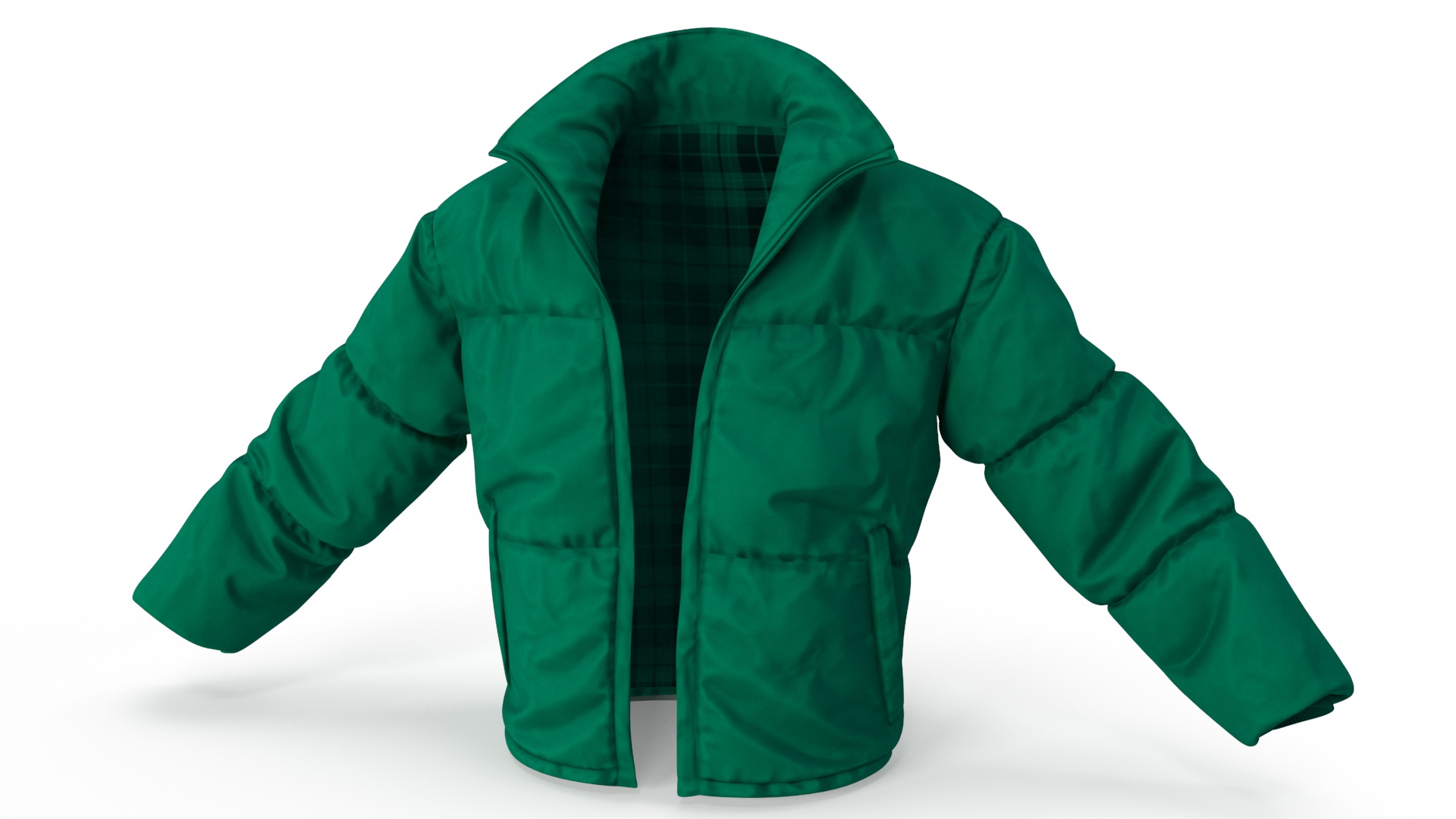 3D model Mens Down Jacket Oversized Green on Mannequin