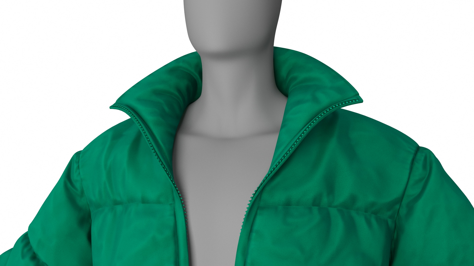 3D model Mens Down Jacket Oversized Green on Mannequin