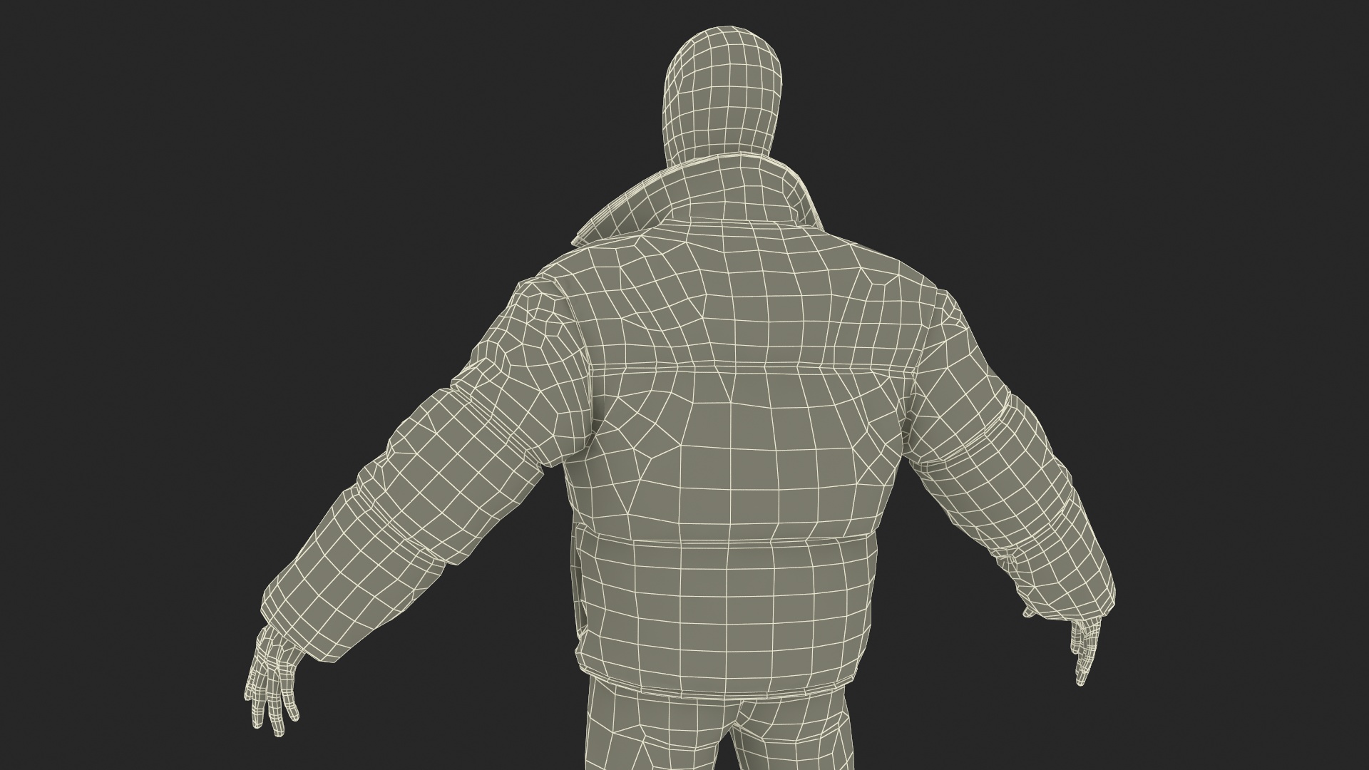 3D model Mens Down Jacket Oversized Green on Mannequin