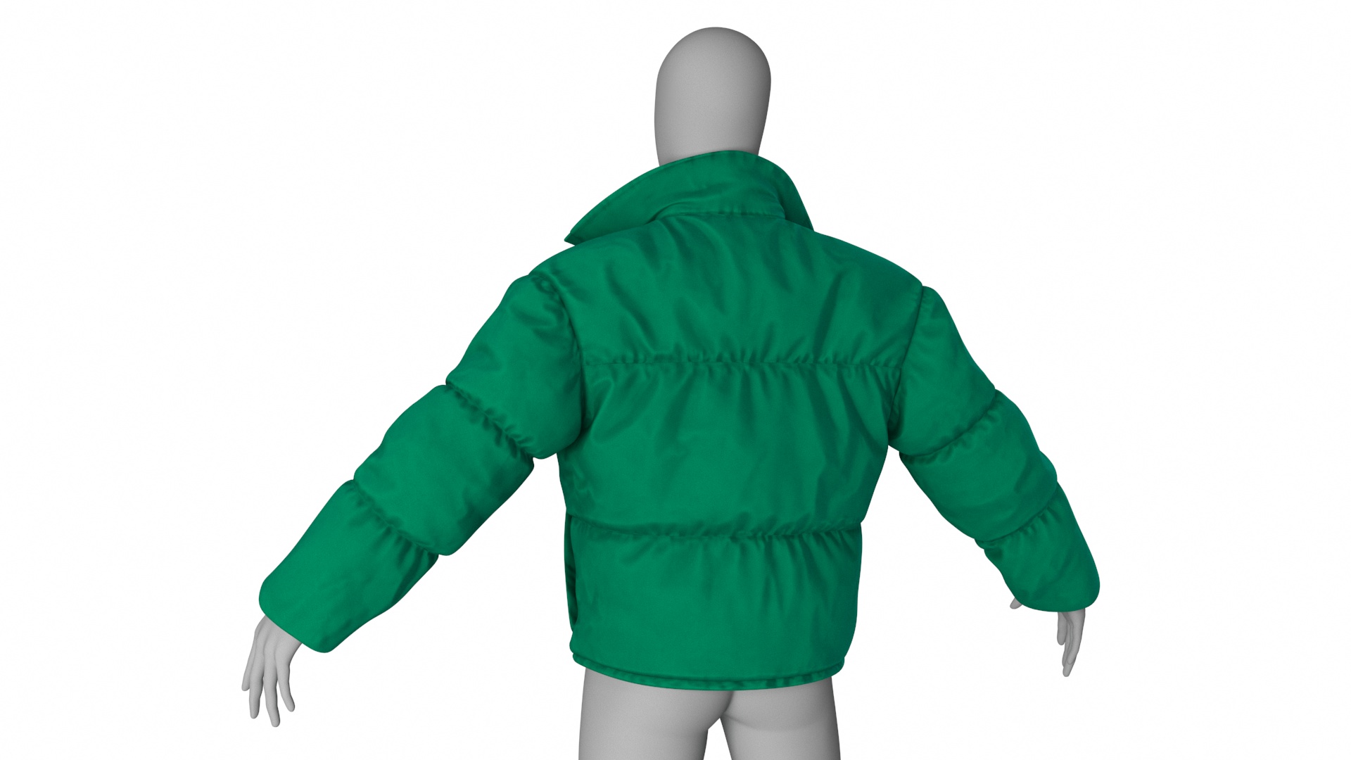 3D model Mens Down Jacket Oversized Green on Mannequin