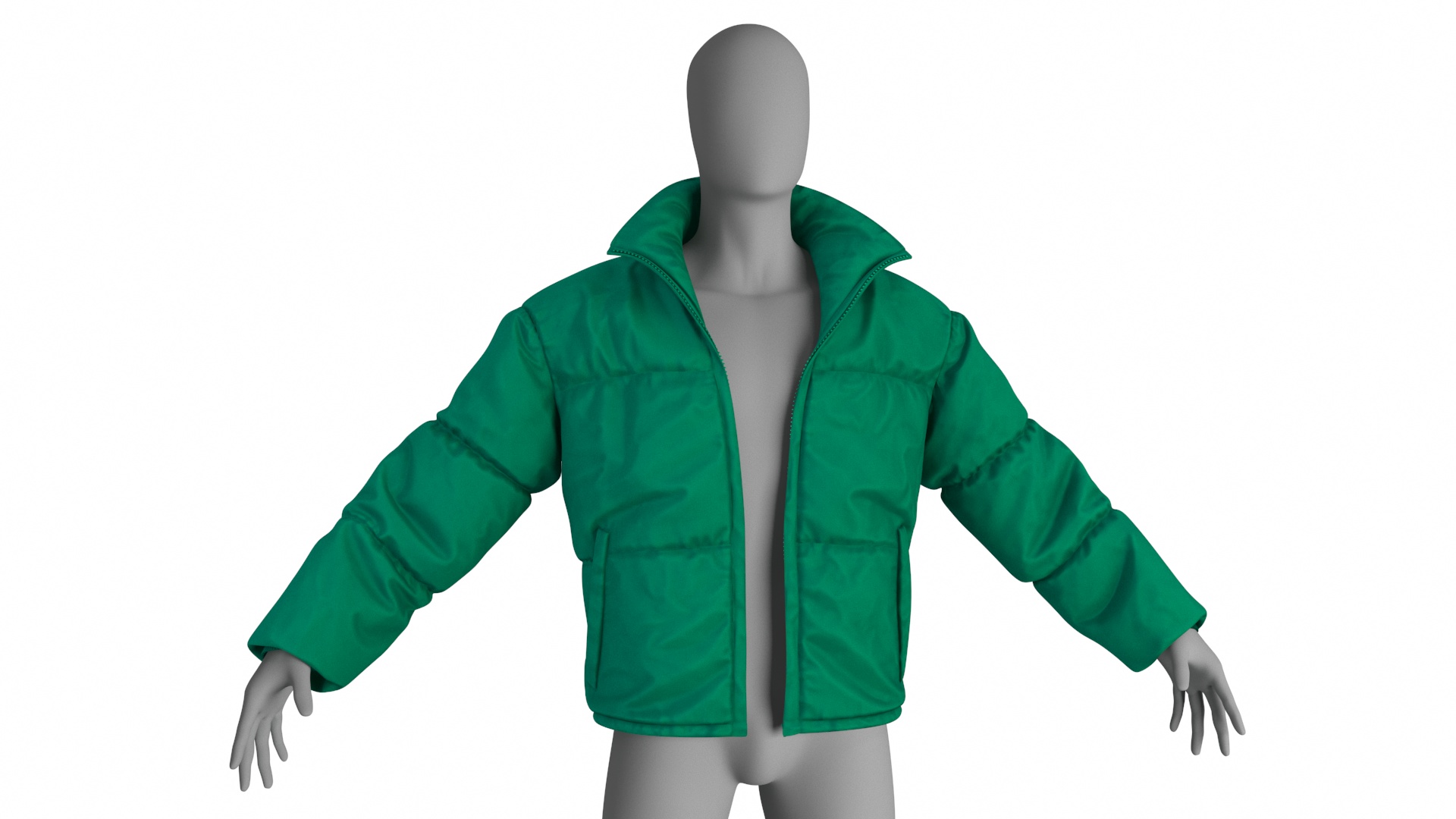 3D model Mens Down Jacket Oversized Green on Mannequin