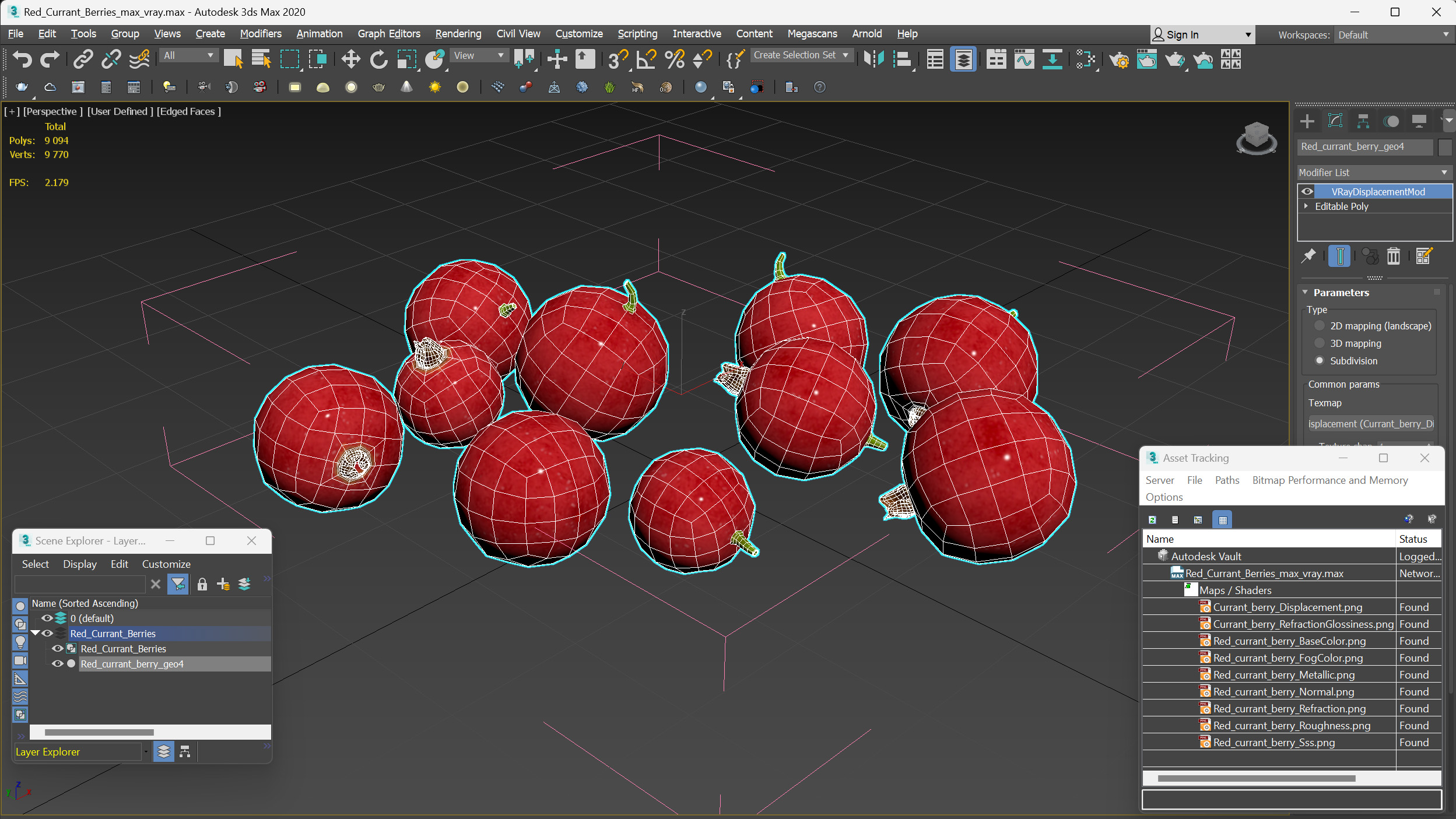 Red Currant Berries 3D model