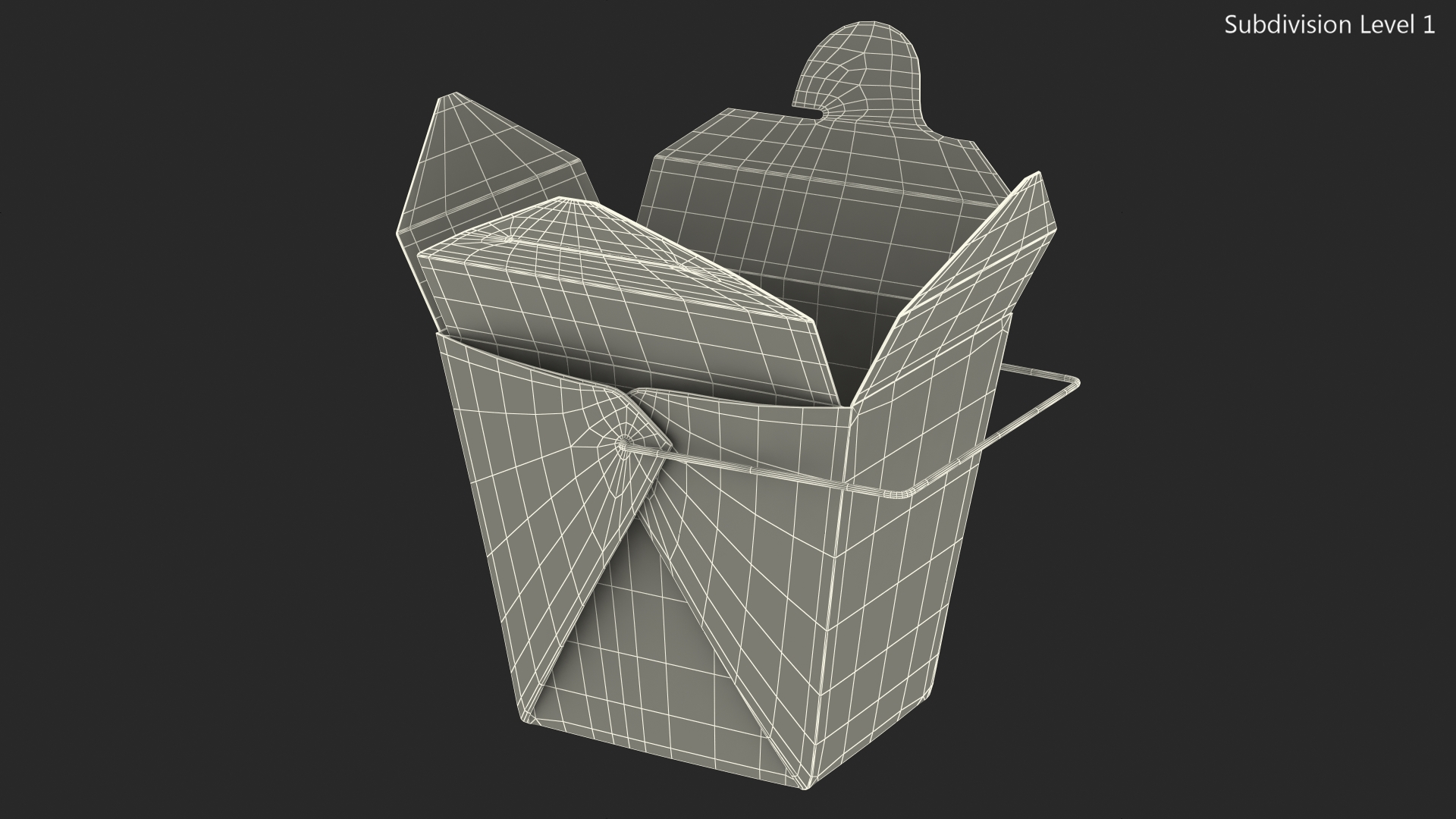 Paper Take Out Food Container 32 Oz Opened 3D