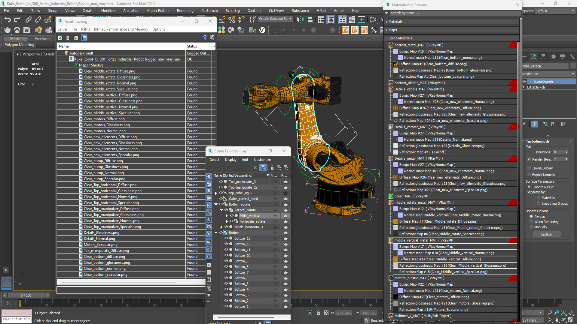 3D Kuka Robot Kr 360 Fortec Industrial Robot Rigged model