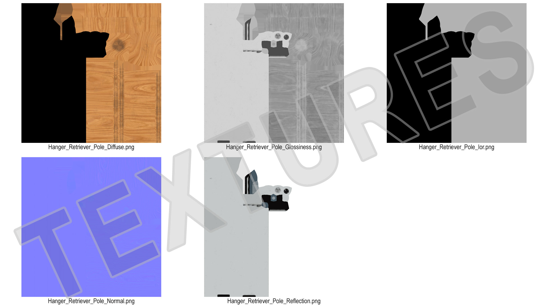 3D model Hanger Retriever Pole with Wooden Handle