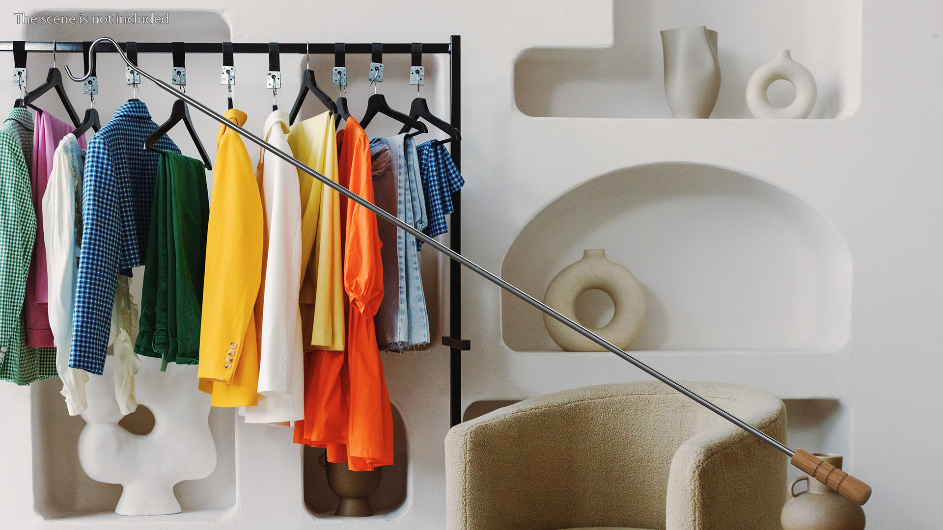 3D model Hanger Retriever Pole with Wooden Handle