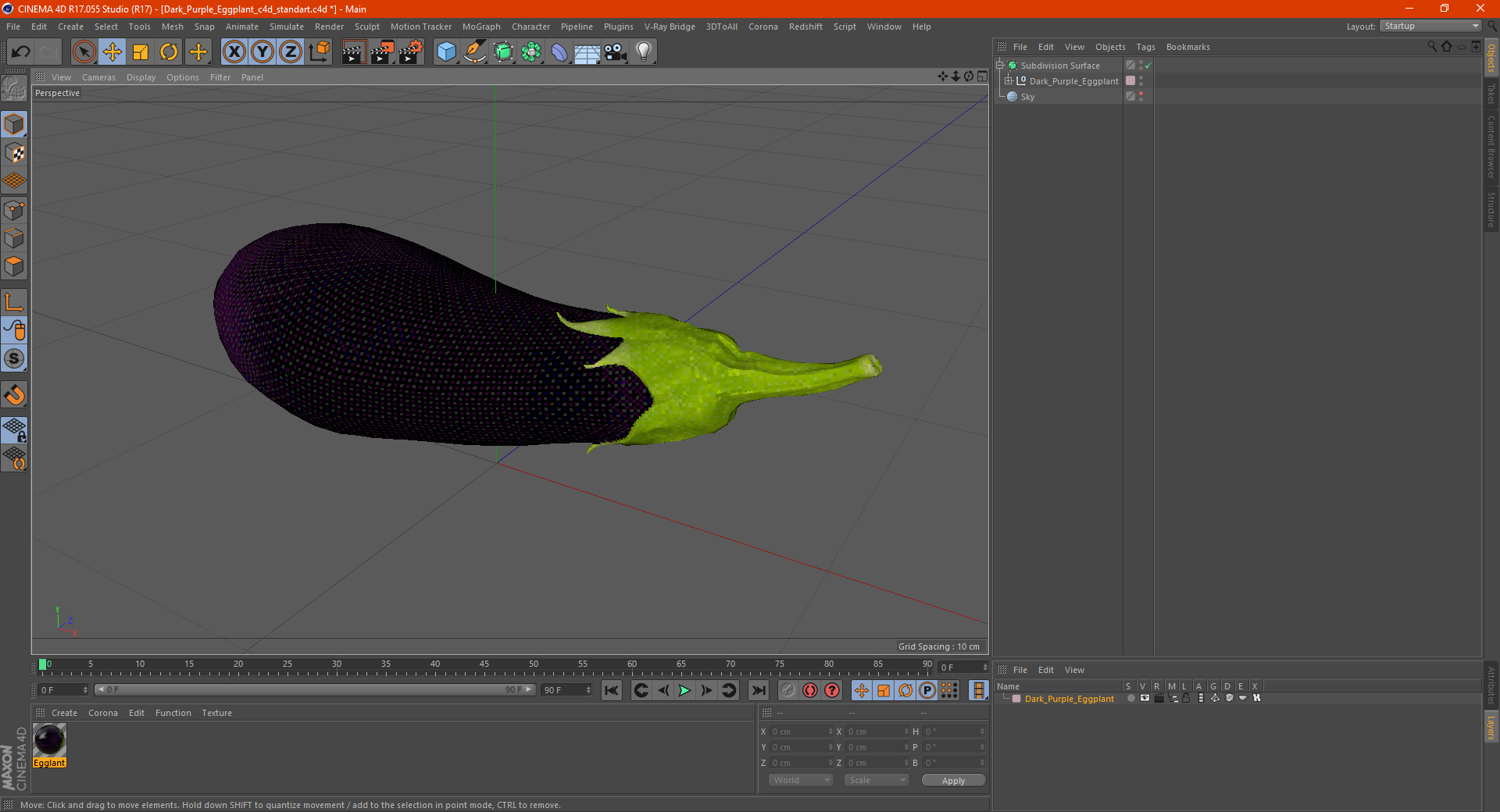 3D model Dark Purple Eggplant