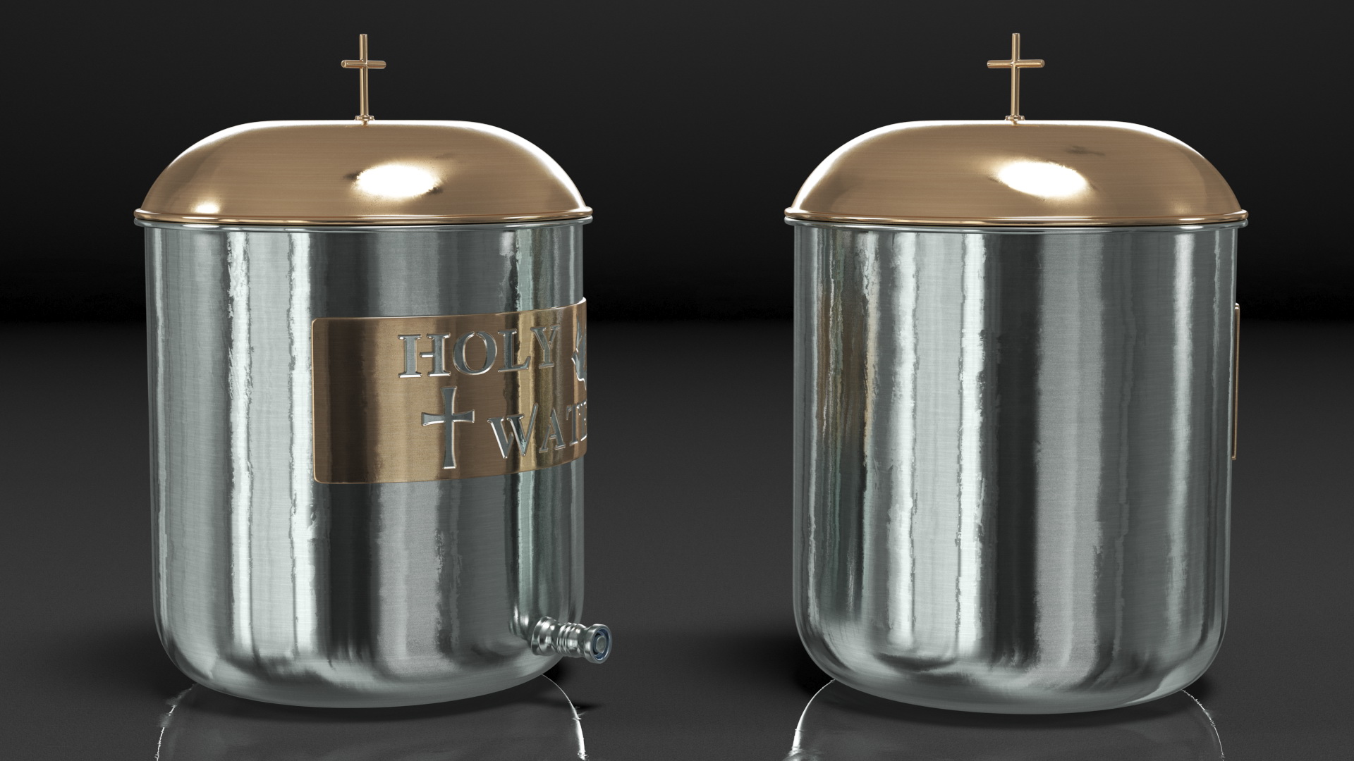 3D Holy Water Tank with Decorative Plaque model