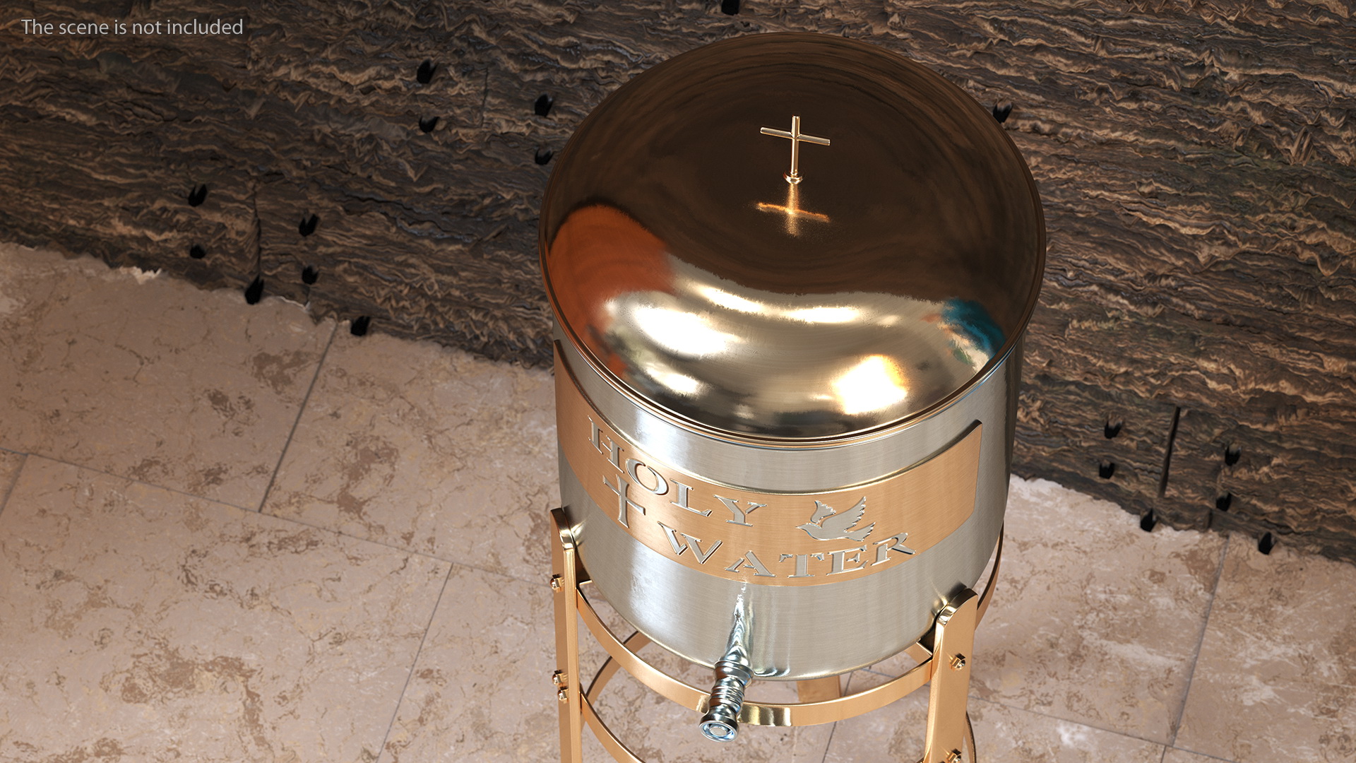 3D Holy Water Tank with Decorative Plaque model