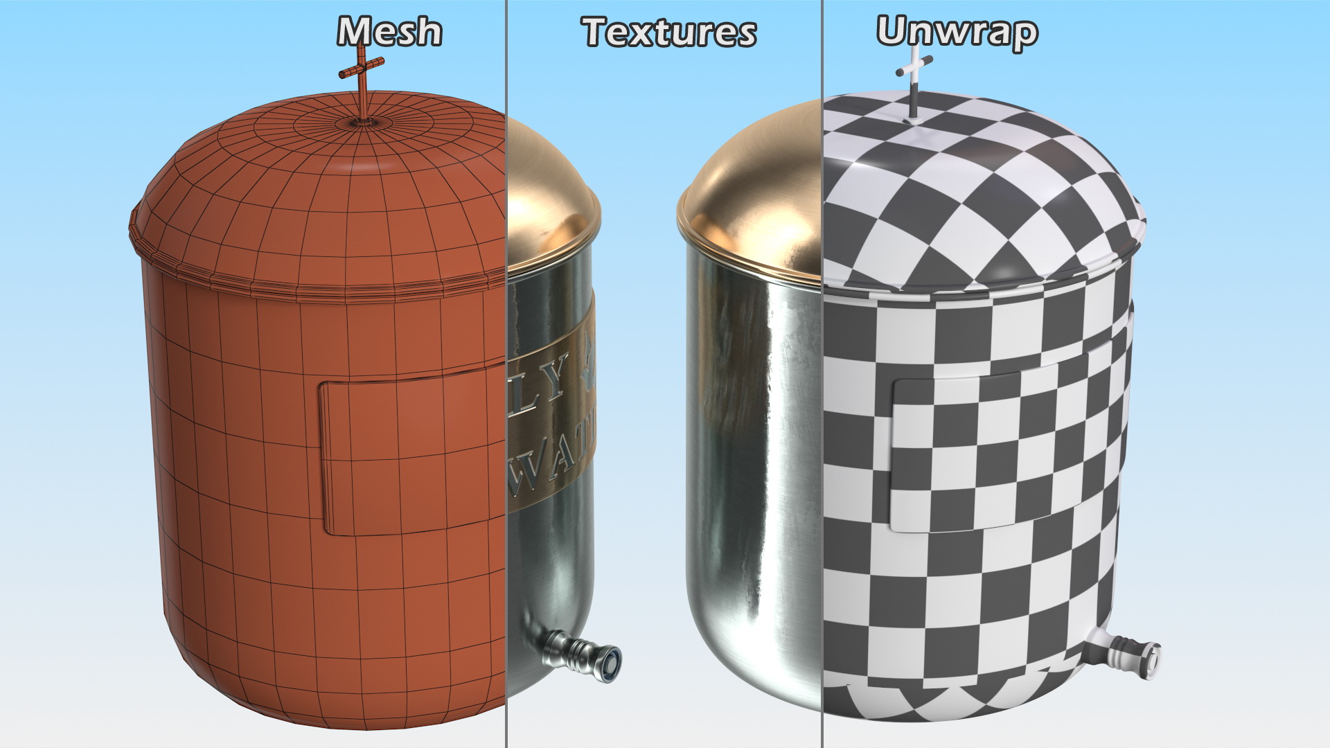 3D Holy Water Tank with Decorative Plaque model