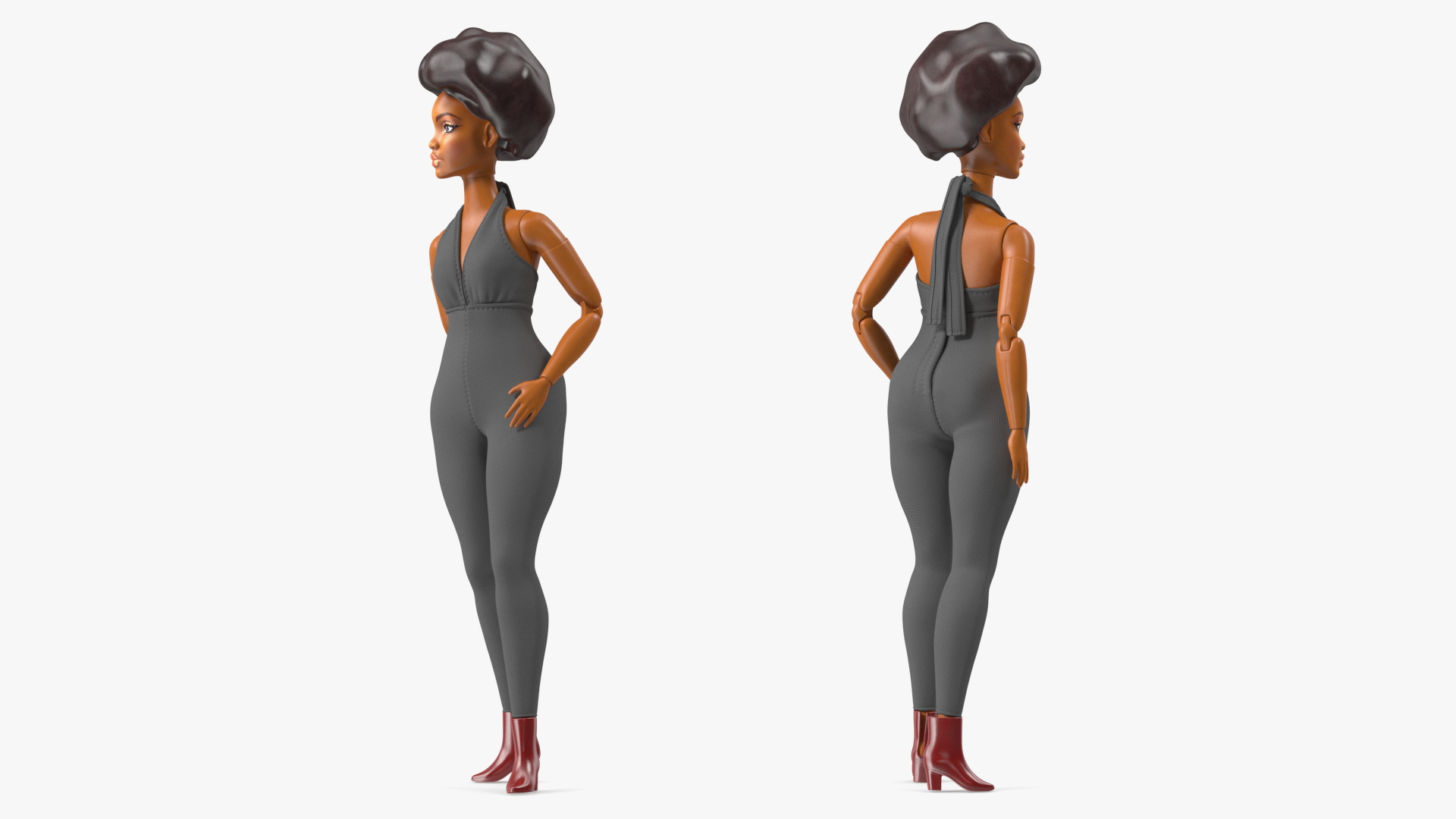 3D Toy Doll Curvy Brunette Dressed