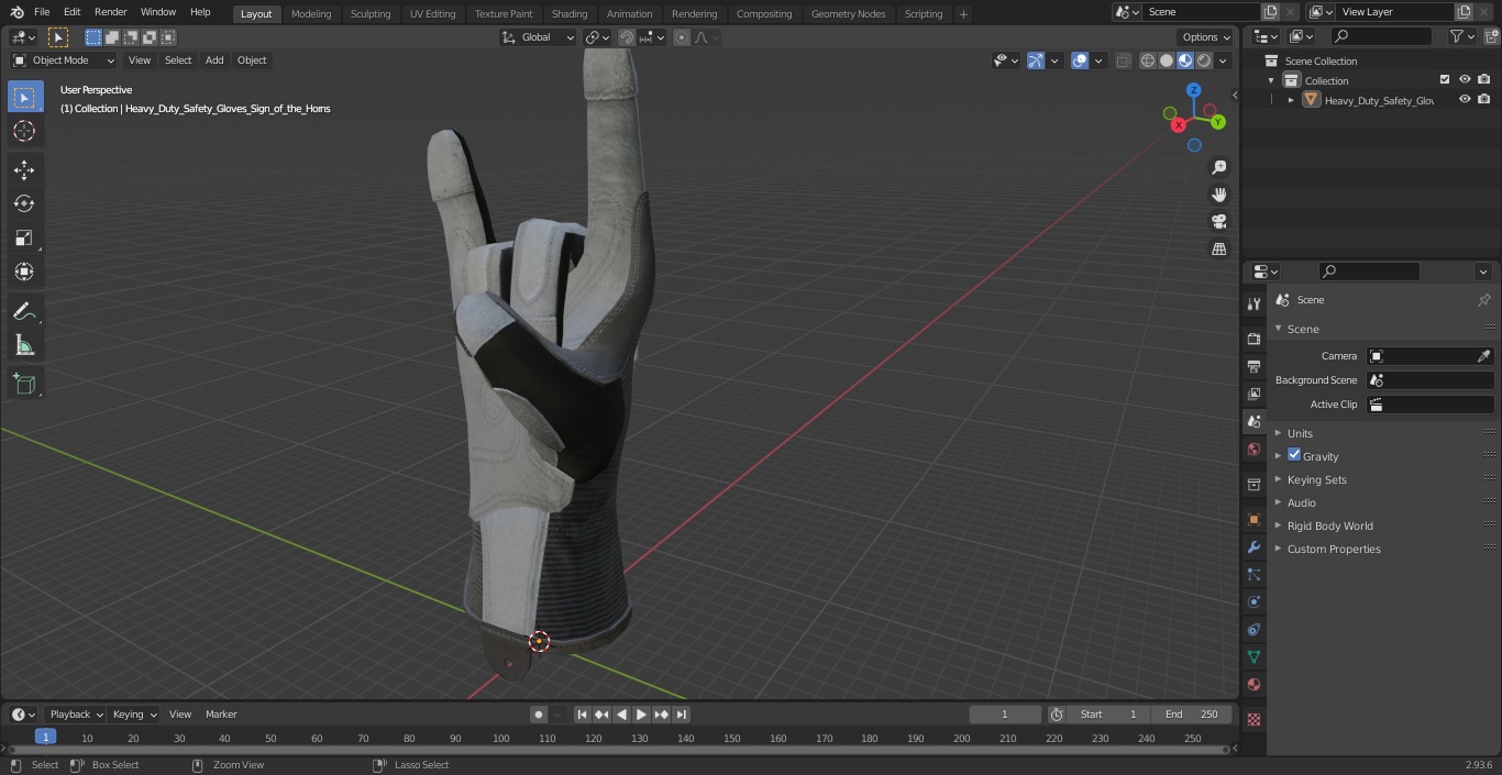 Heavy Duty Safety Gloves Sign of the Horns 3D