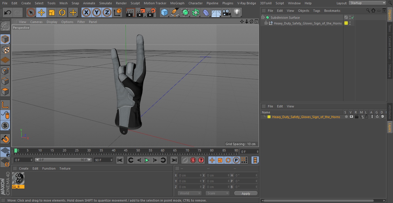 Heavy Duty Safety Gloves Sign of the Horns 3D