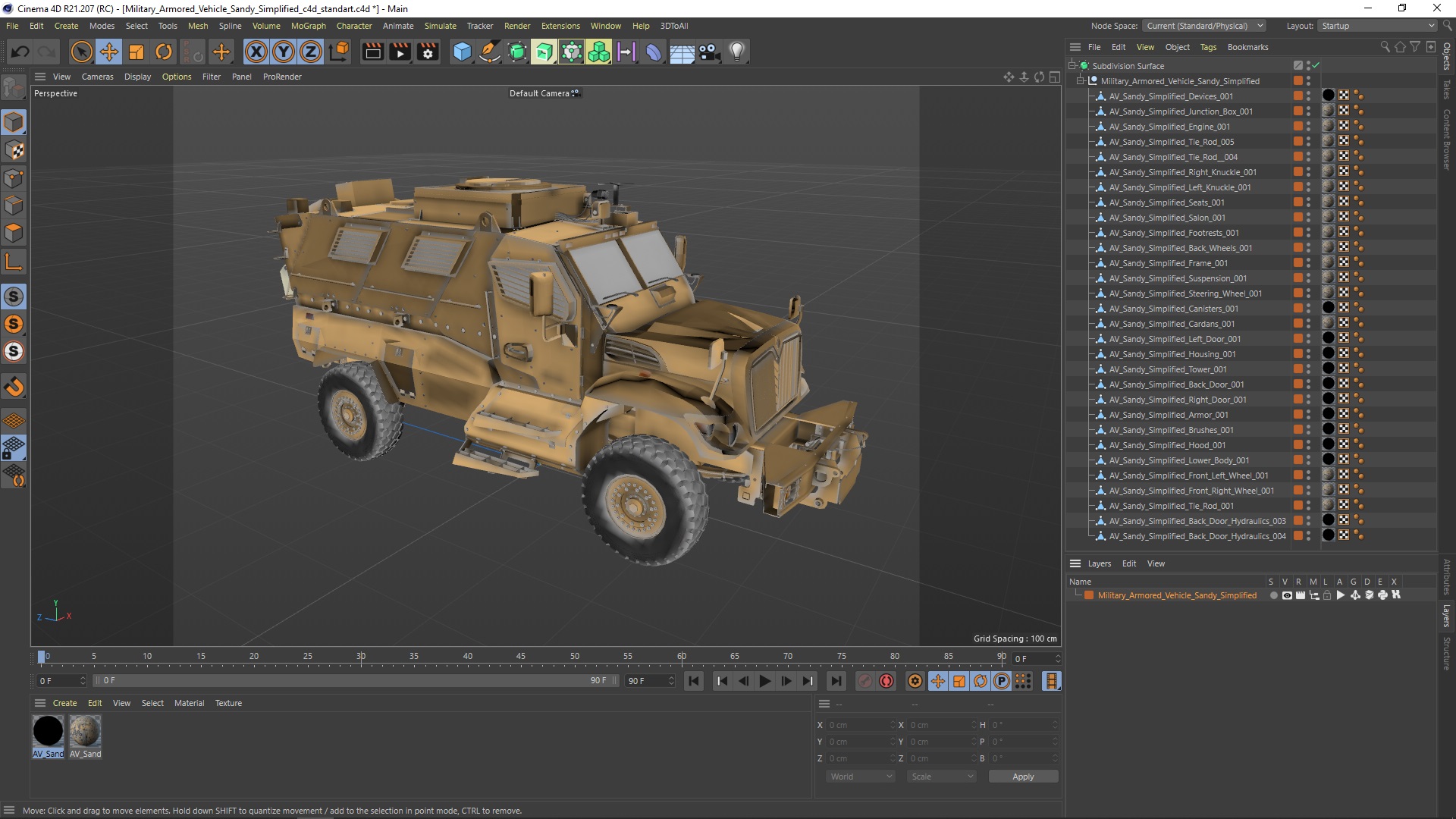 3D Military Armored Vehicle Sandy Simplified