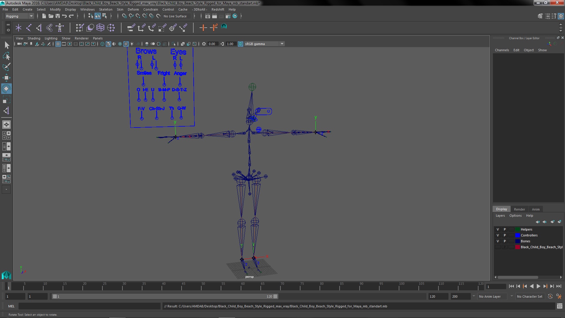 3D Black Child Boy Beach Style Rigged for Maya model