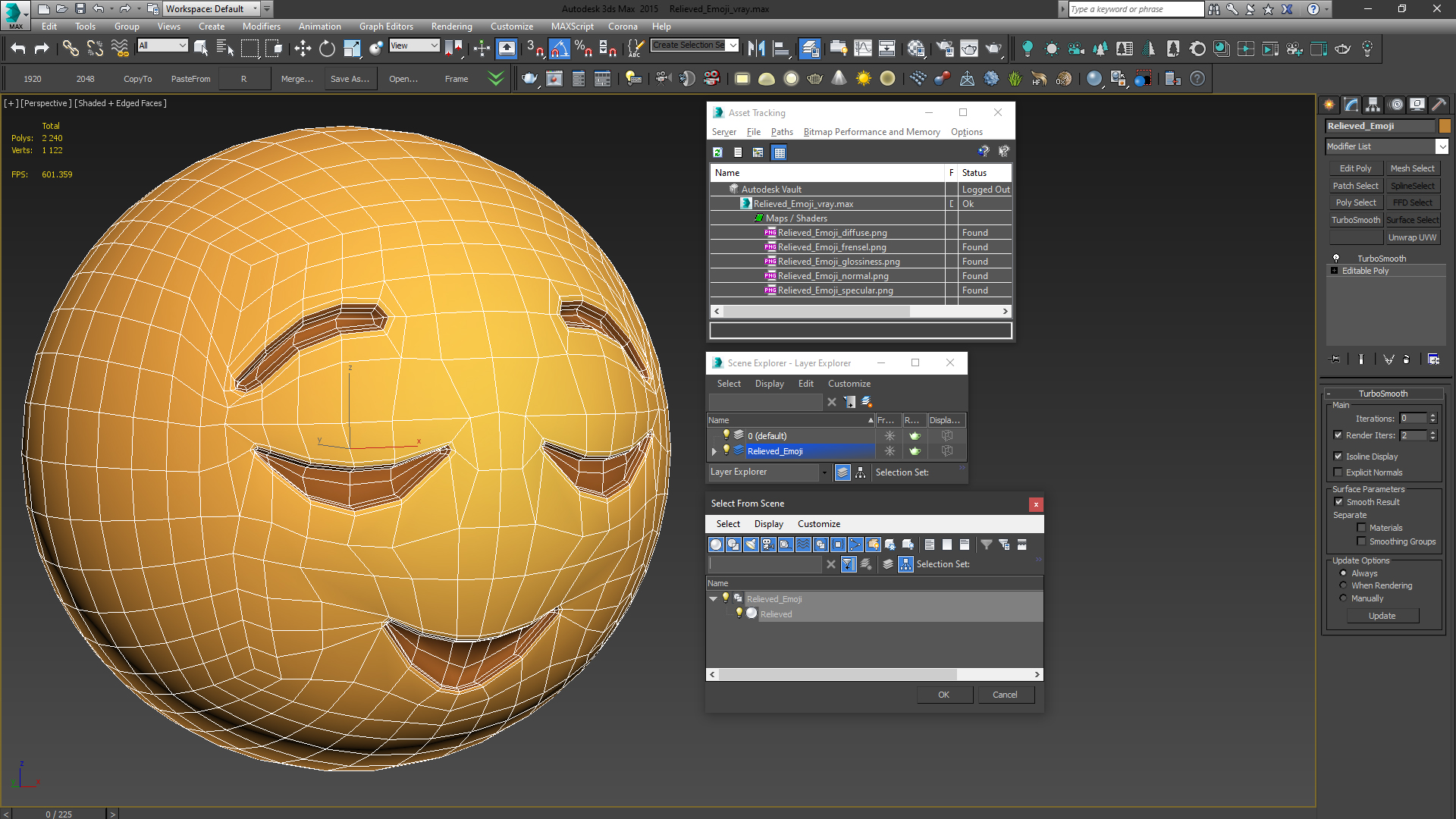 Relieved Emoji 3D model