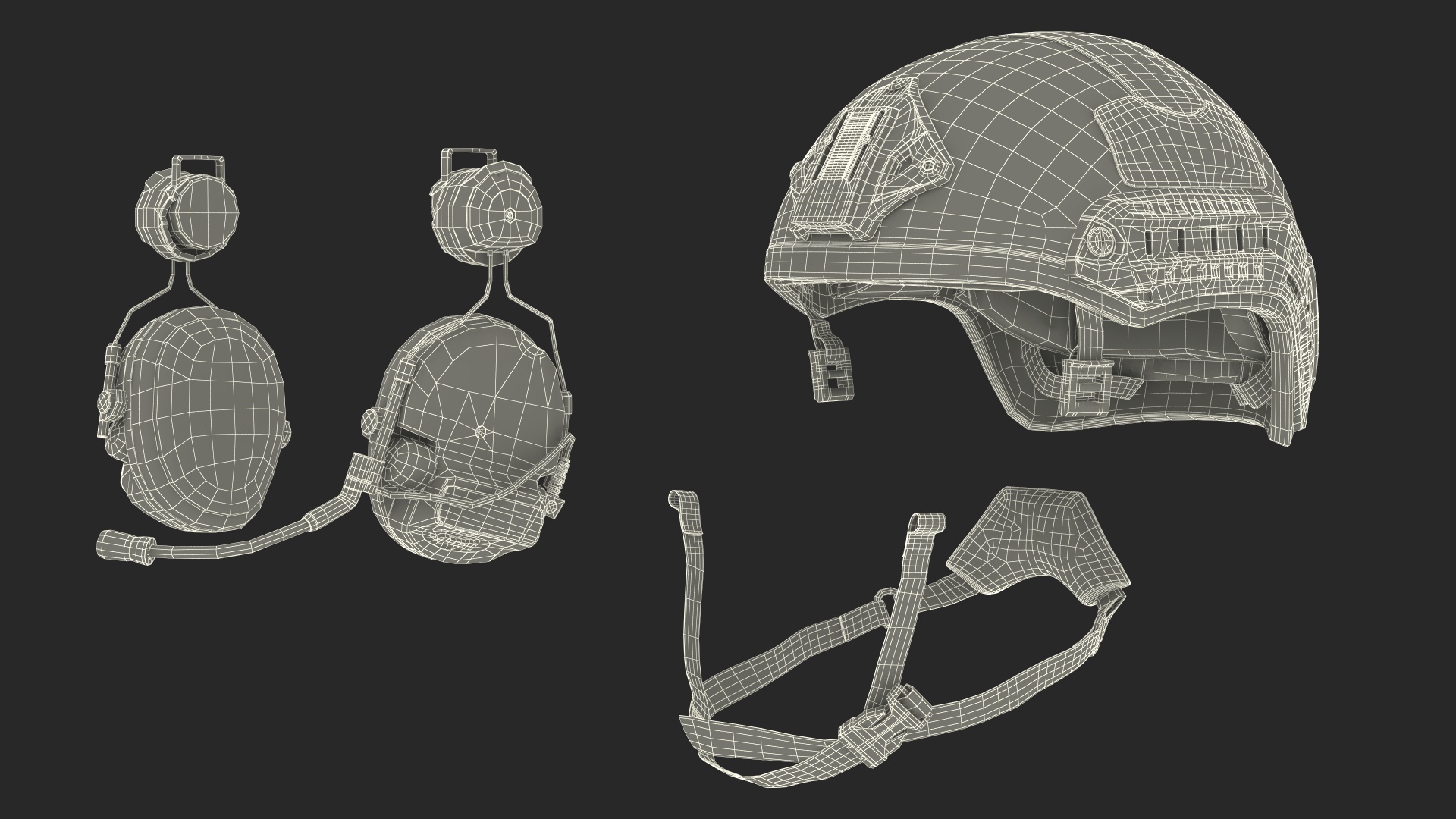 Tactical Gear Helmet Grey Camo Fur 3D model