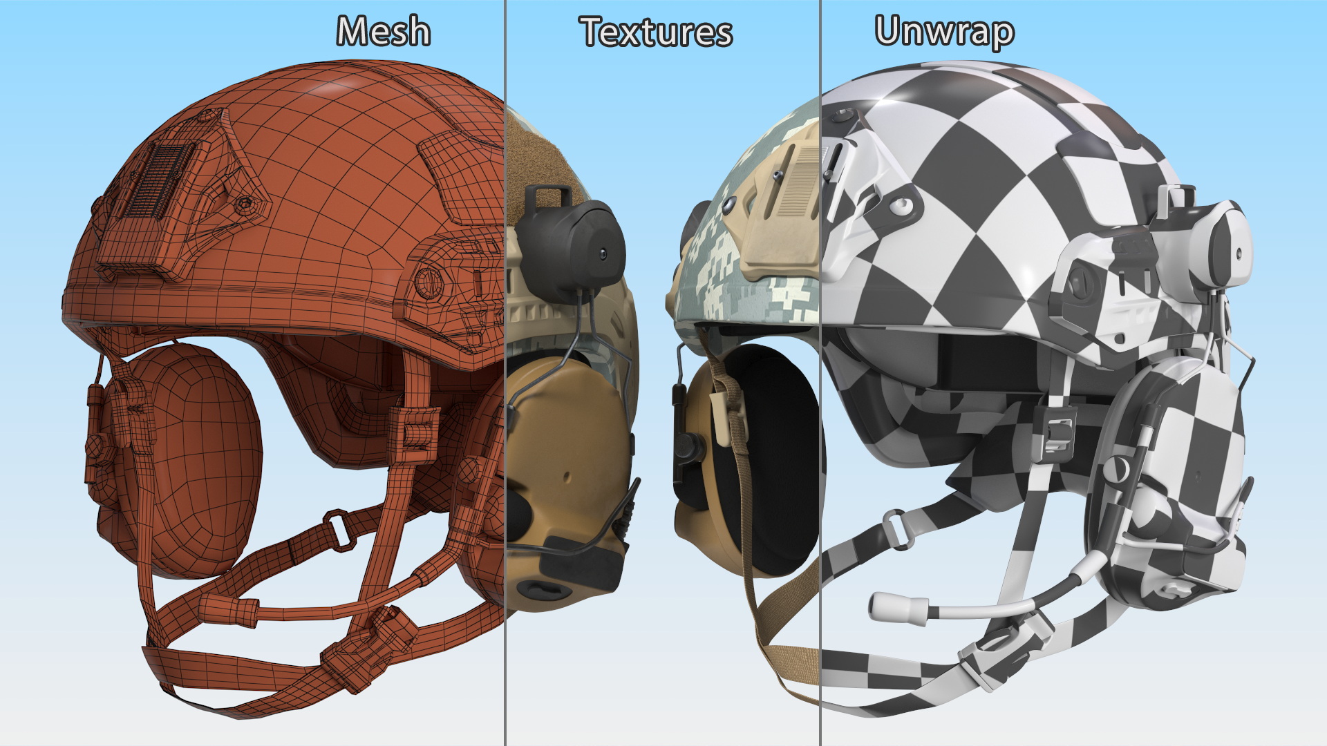 Tactical Gear Helmet Grey Camo Fur 3D model