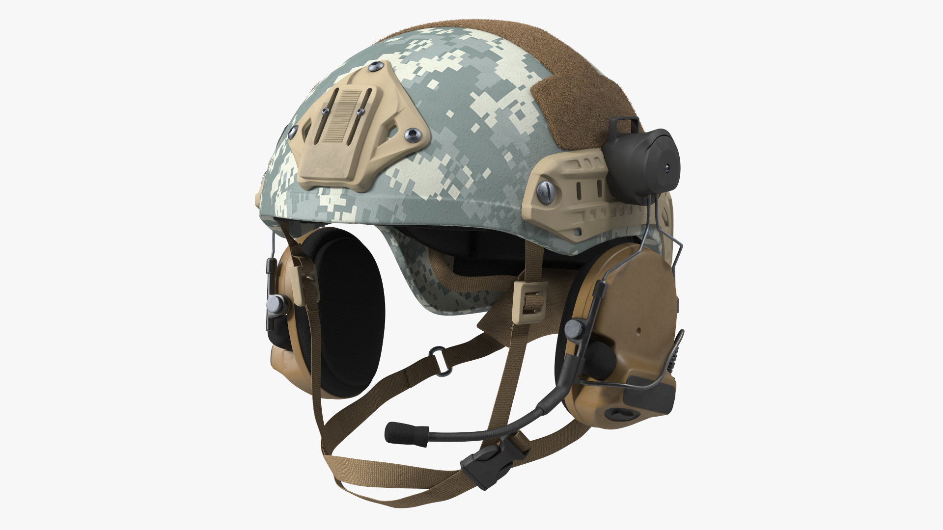 Tactical Gear Helmet Grey Camo Fur 3D model