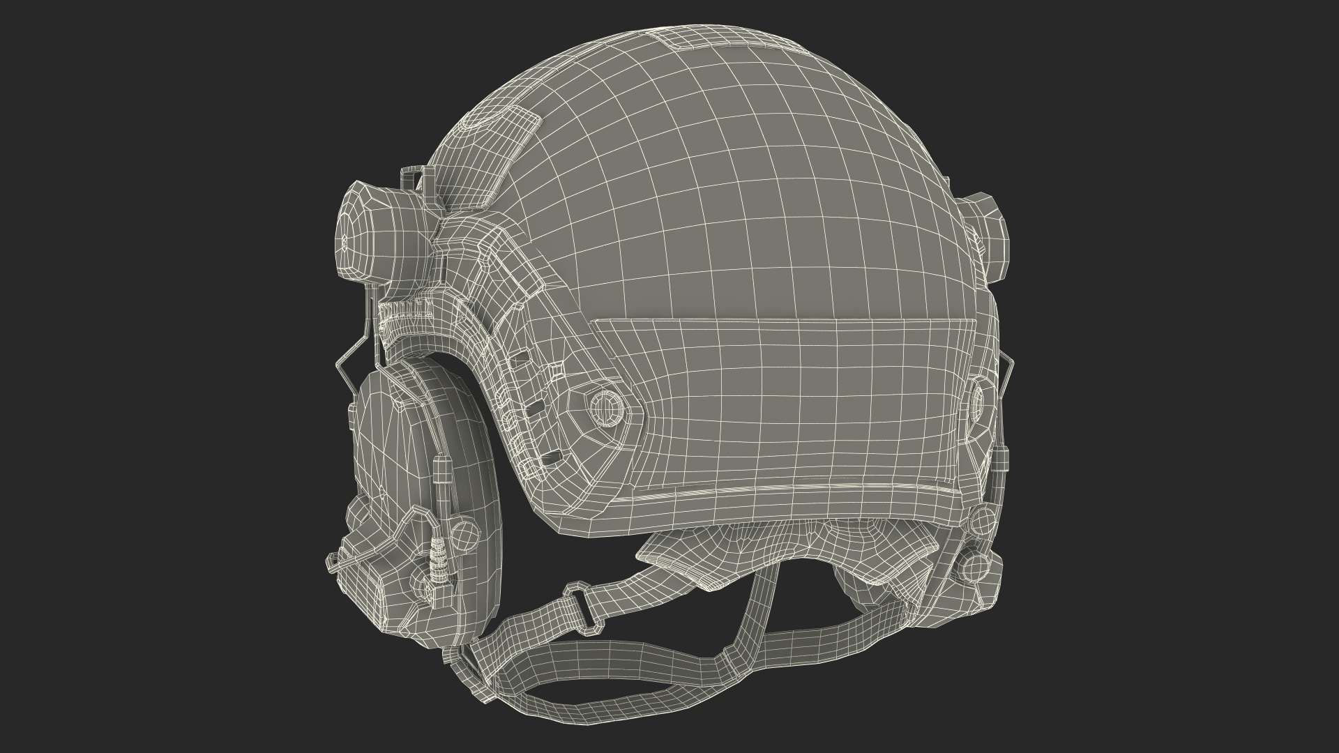 Tactical Gear Helmet Grey Camo Fur 3D model