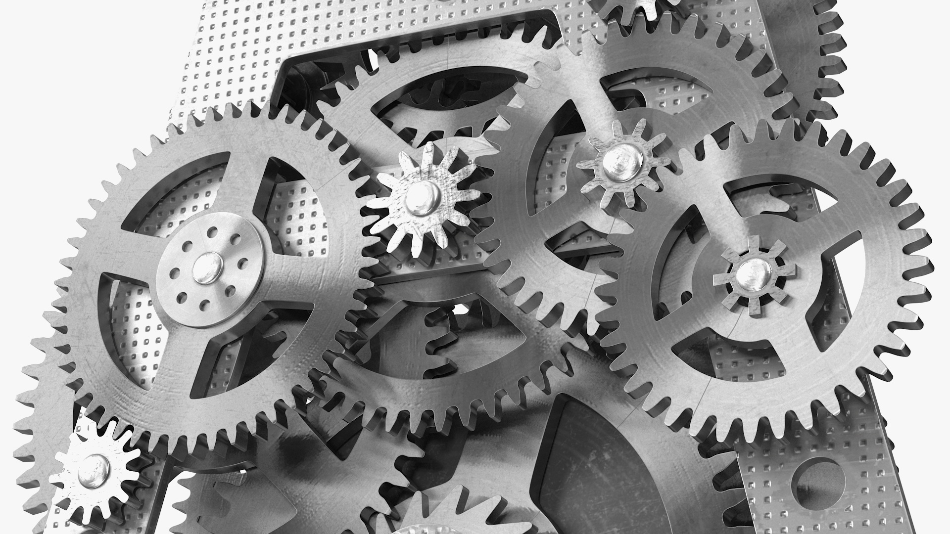 Clockwork Gears Silver 3D