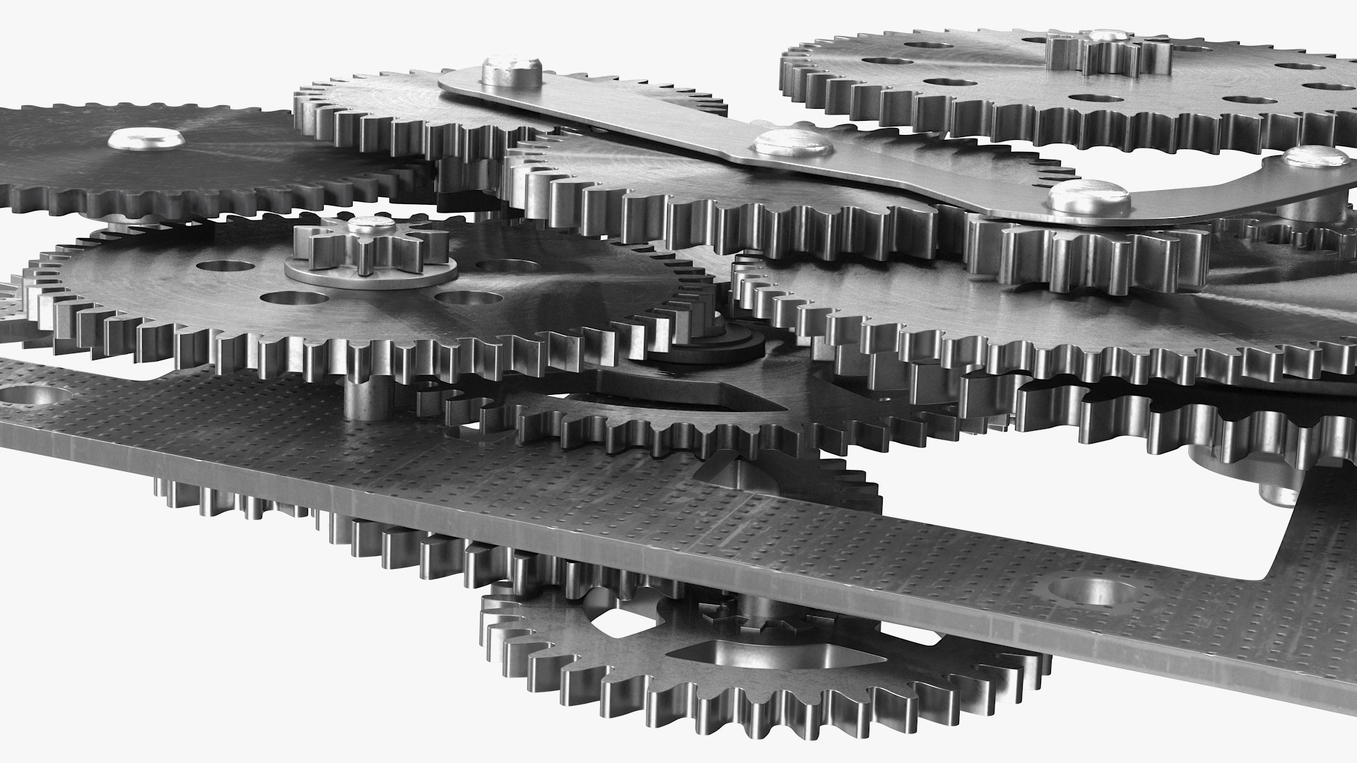 Clockwork Gears Silver 3D