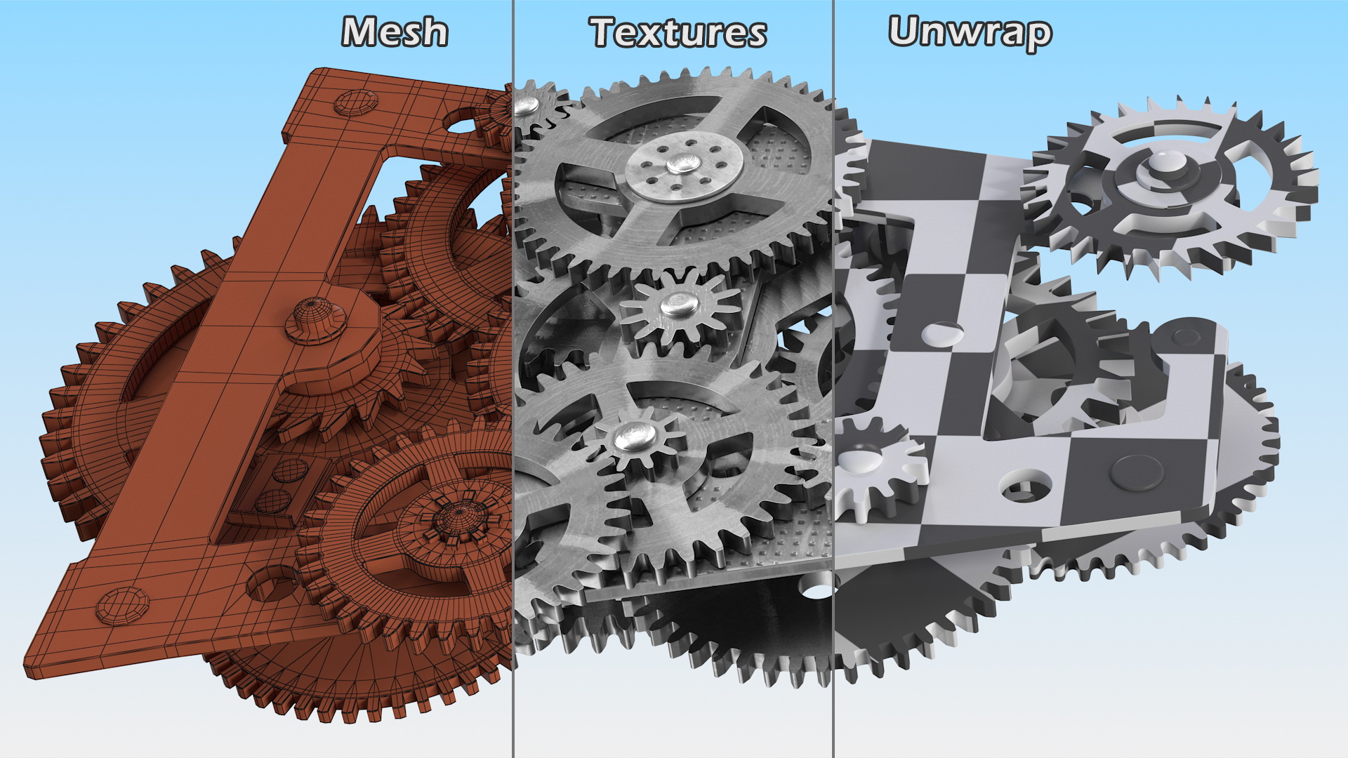 Clockwork Gears Silver 3D