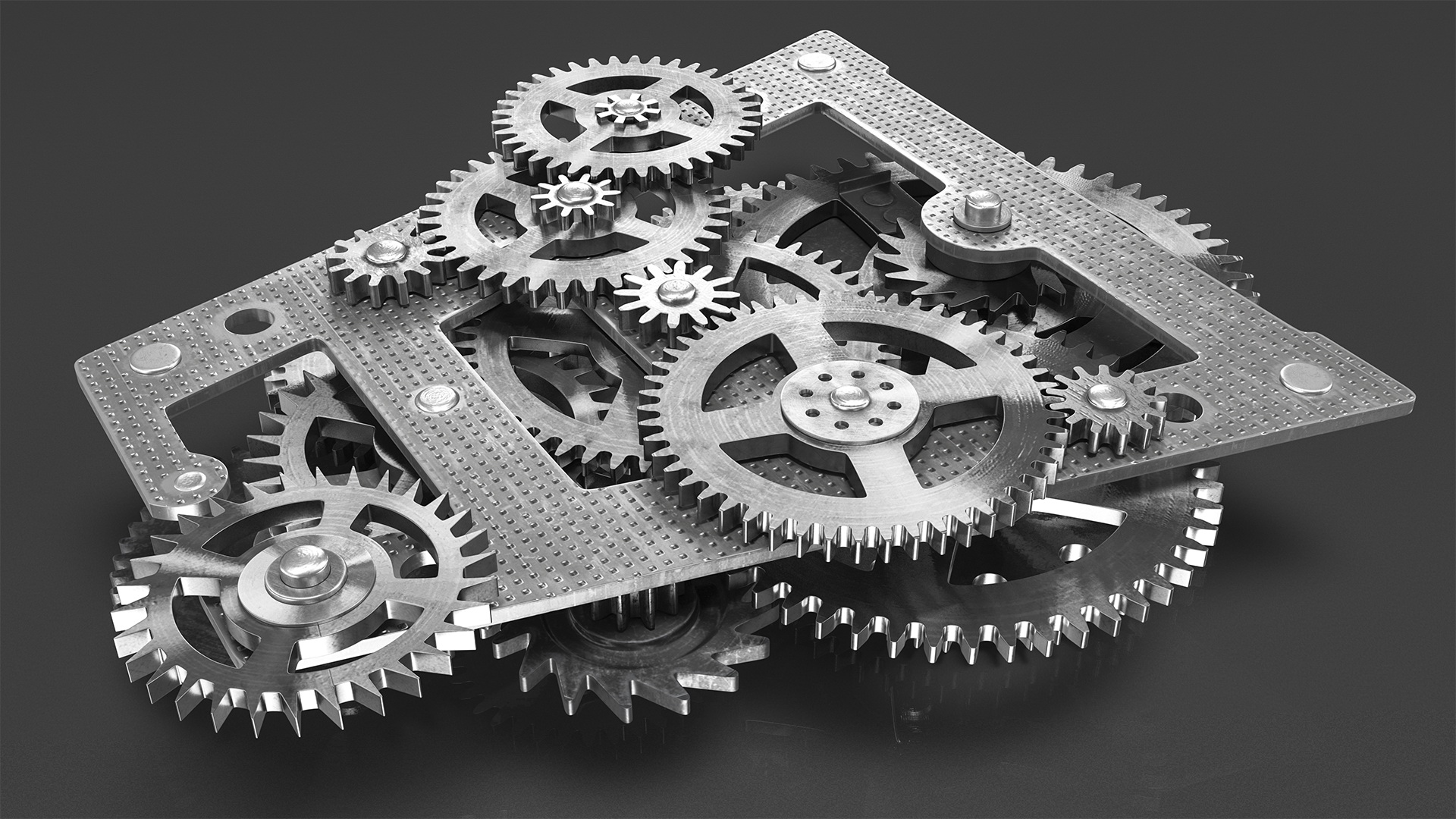 Clockwork Gears Silver 3D