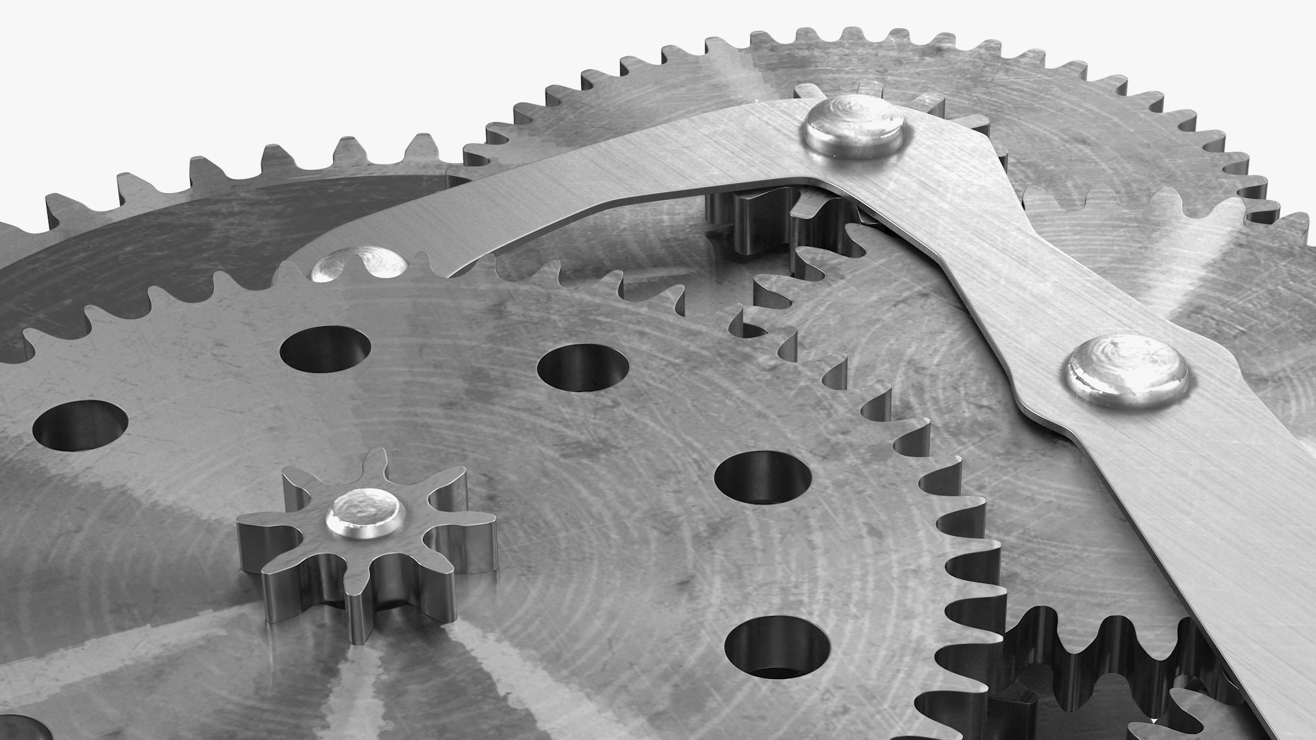 Clockwork Gears Silver 3D