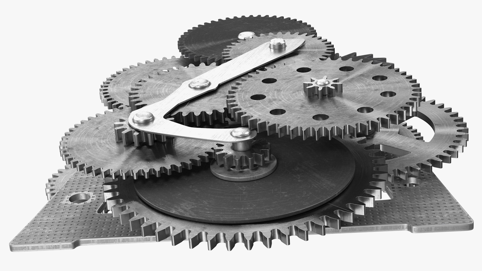 Clockwork Gears Silver 3D