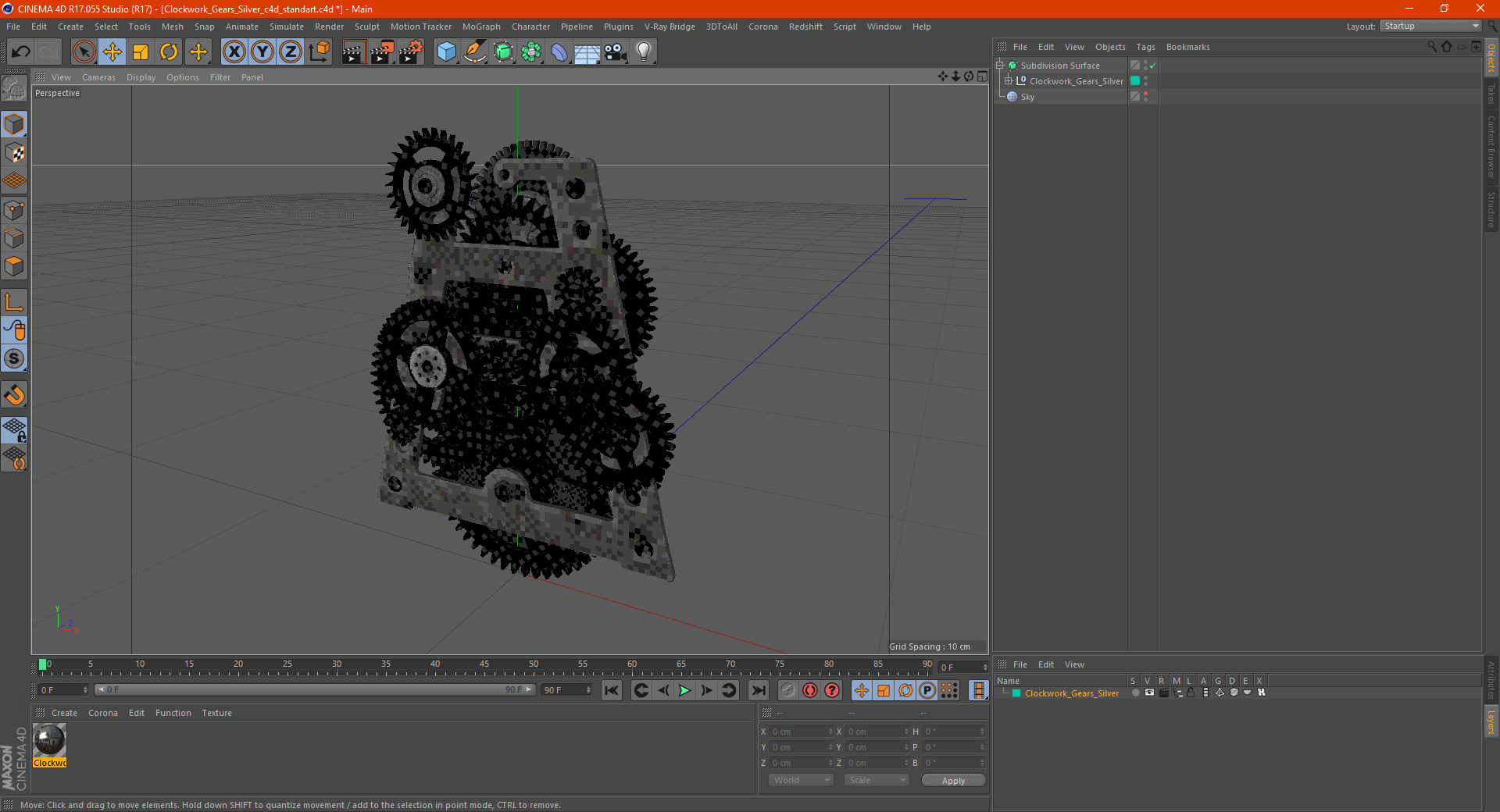 Clockwork Gears Silver 3D