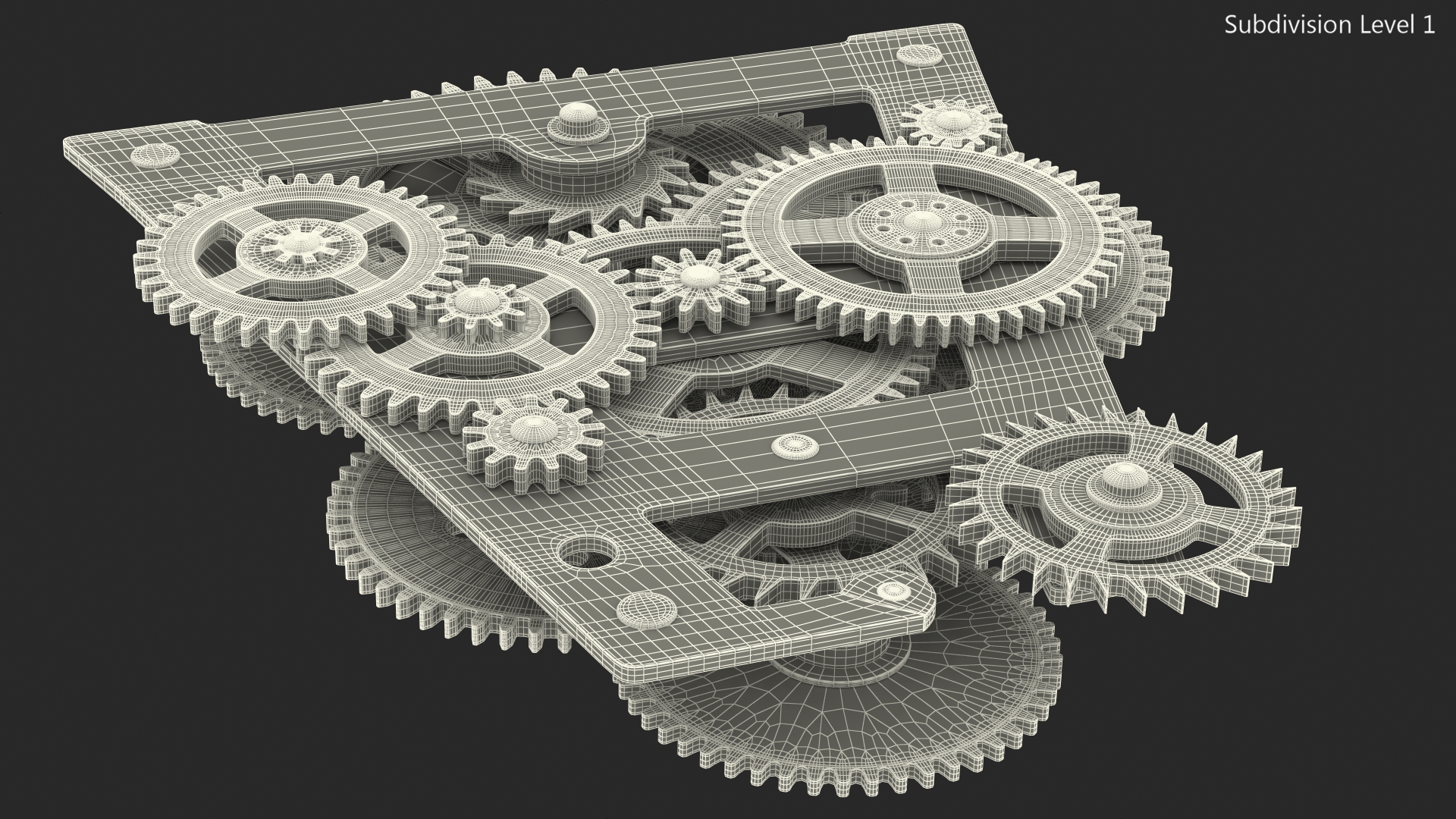 Clockwork Gears Silver 3D