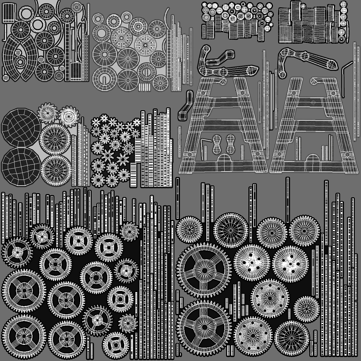 Clockwork Gears Silver 3D