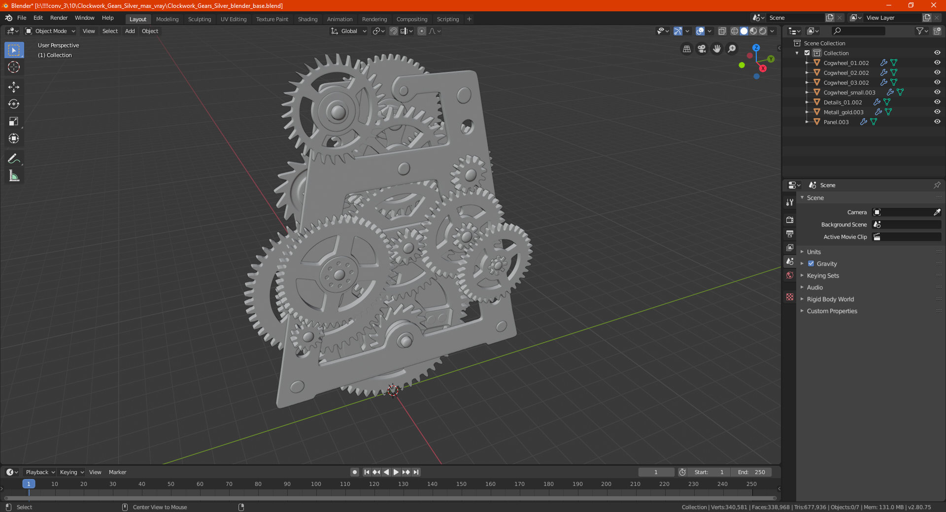Clockwork Gears Silver 3D
