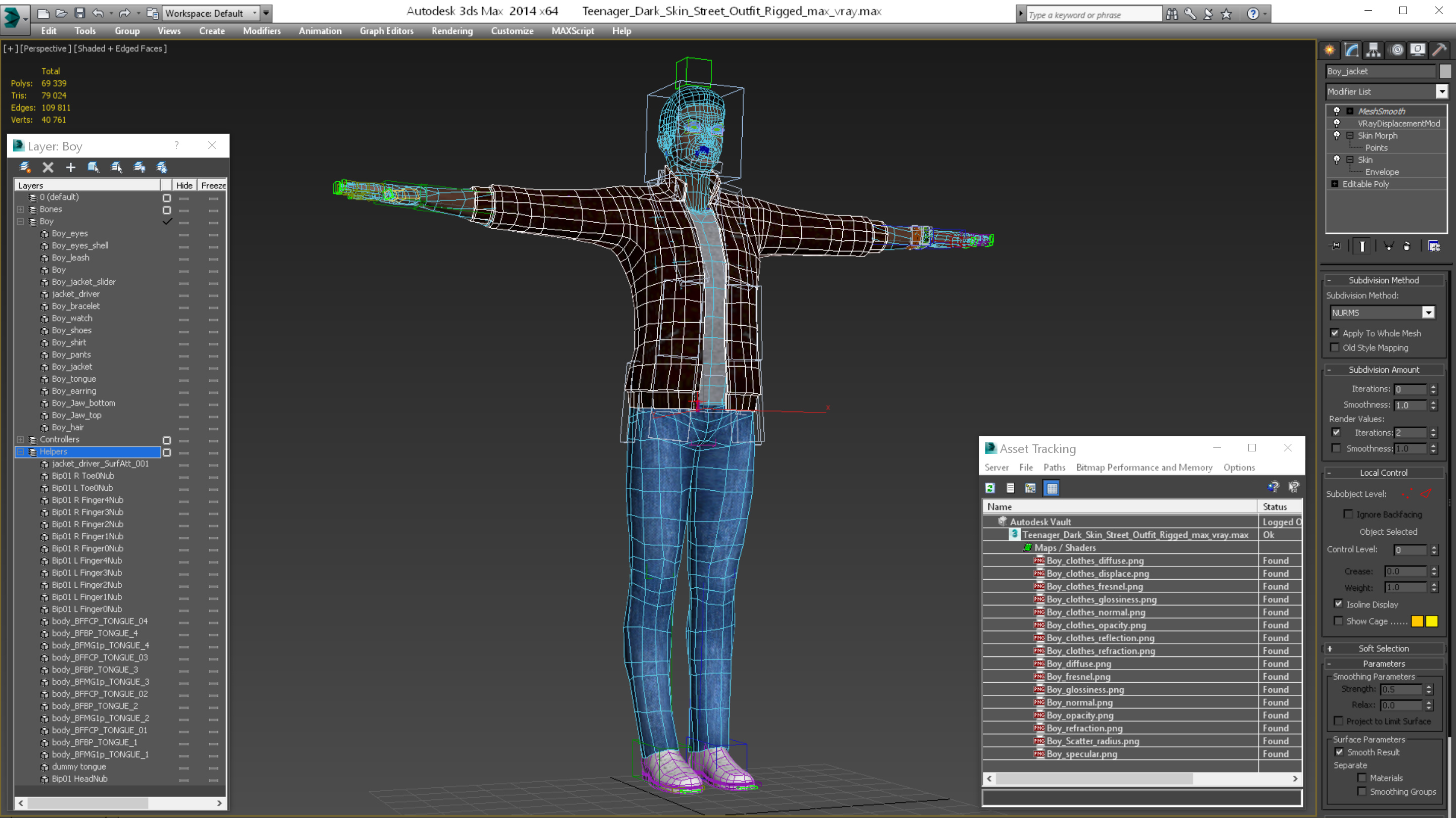 Teenager Dark Skin Street Outfit Rigged 3D model