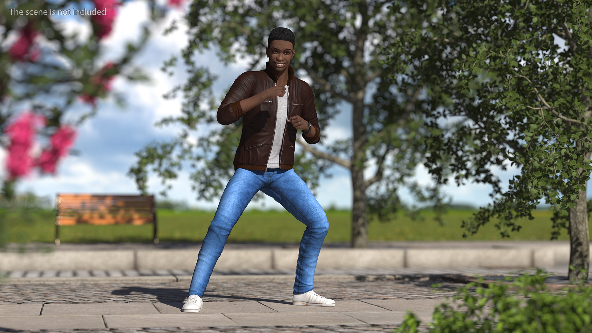 Teenager Dark Skin Street Outfit Rigged 3D model