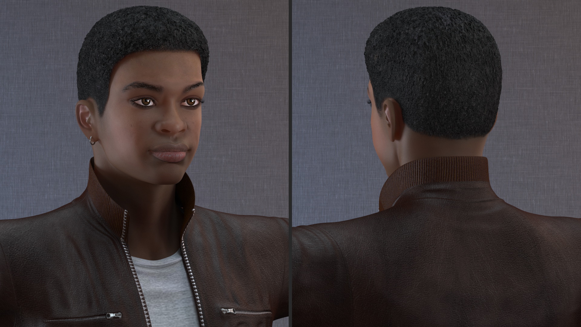 Teenager Dark Skin Street Outfit Rigged 3D model