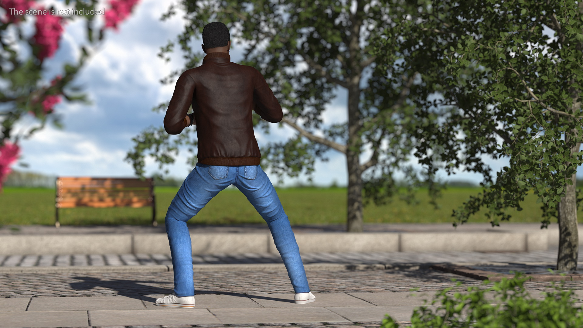 Teenager Dark Skin Street Outfit Rigged 3D model