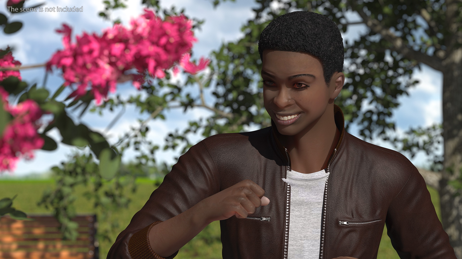 Teenager Dark Skin Street Outfit Rigged 3D model